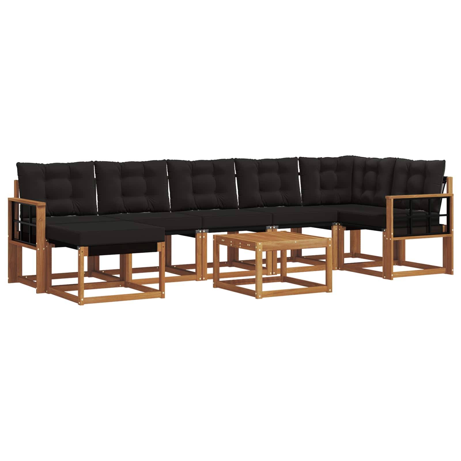 Outdoor-Sofagarnitur mit Kissen 8 pcs Natürlich und Schwarz
