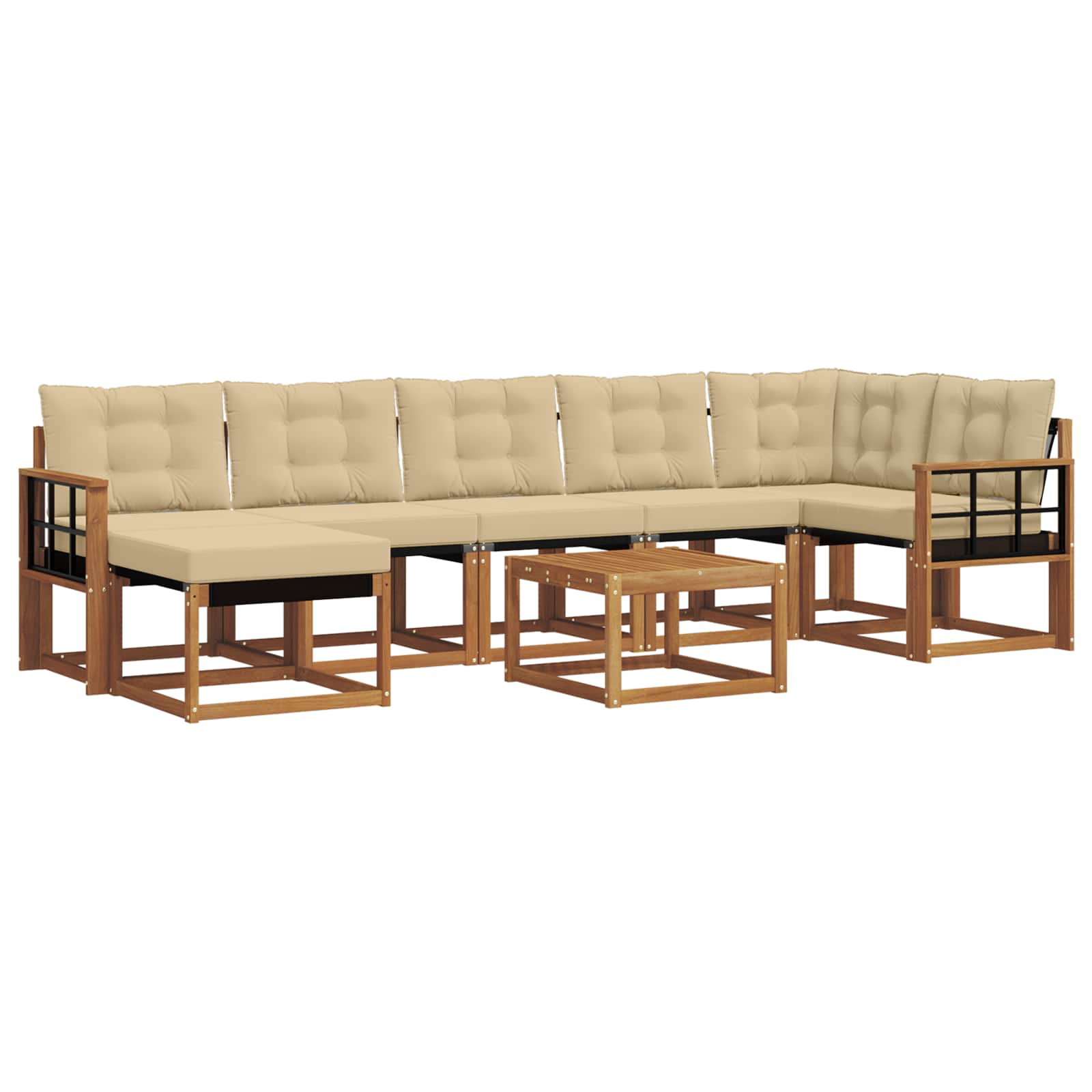 Outdoor-Sofagarnitur mit Kissen 8 pcs Natur und Beige