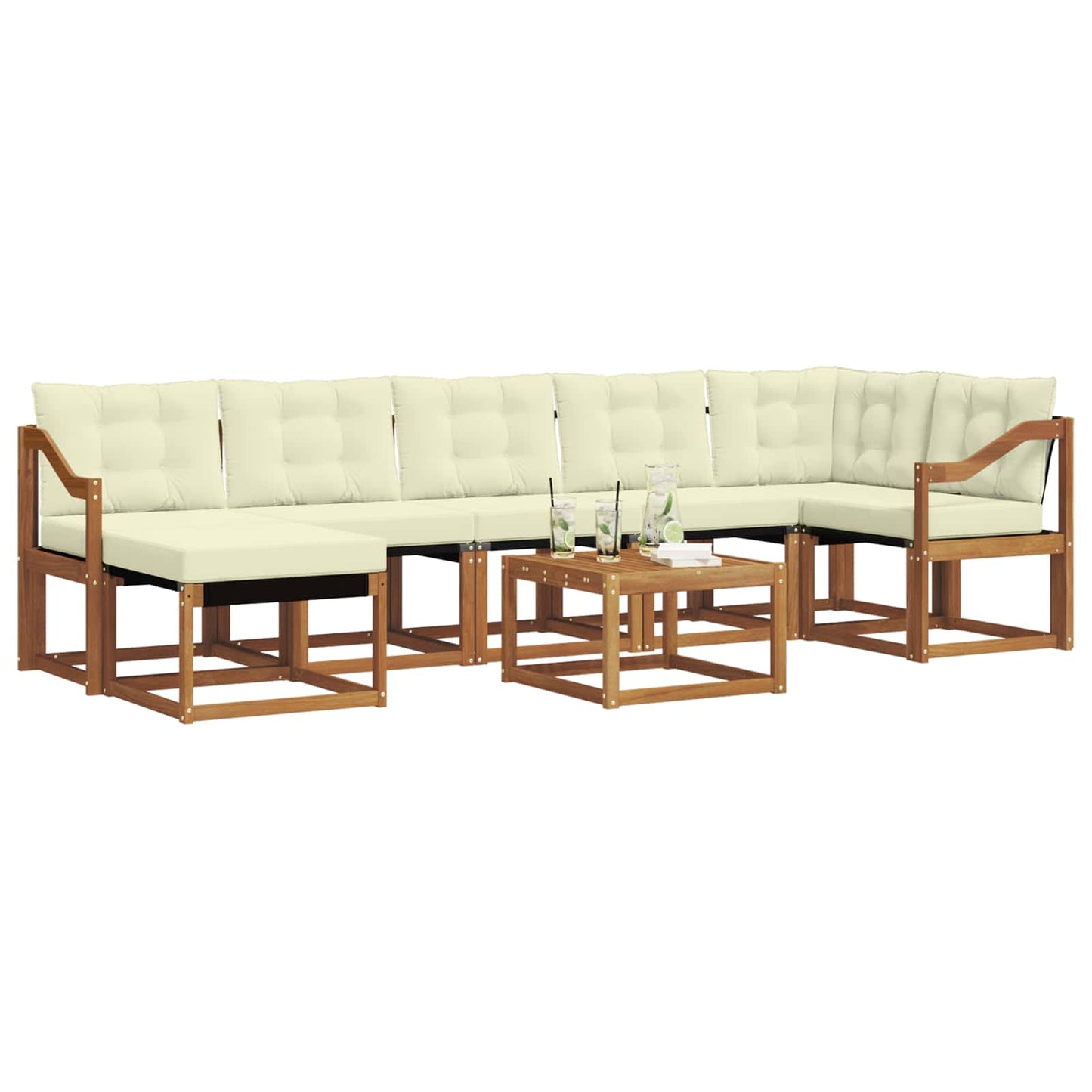 Outdoor-Sofagarnitur mit Kissen 8 pcs Natur und Creme