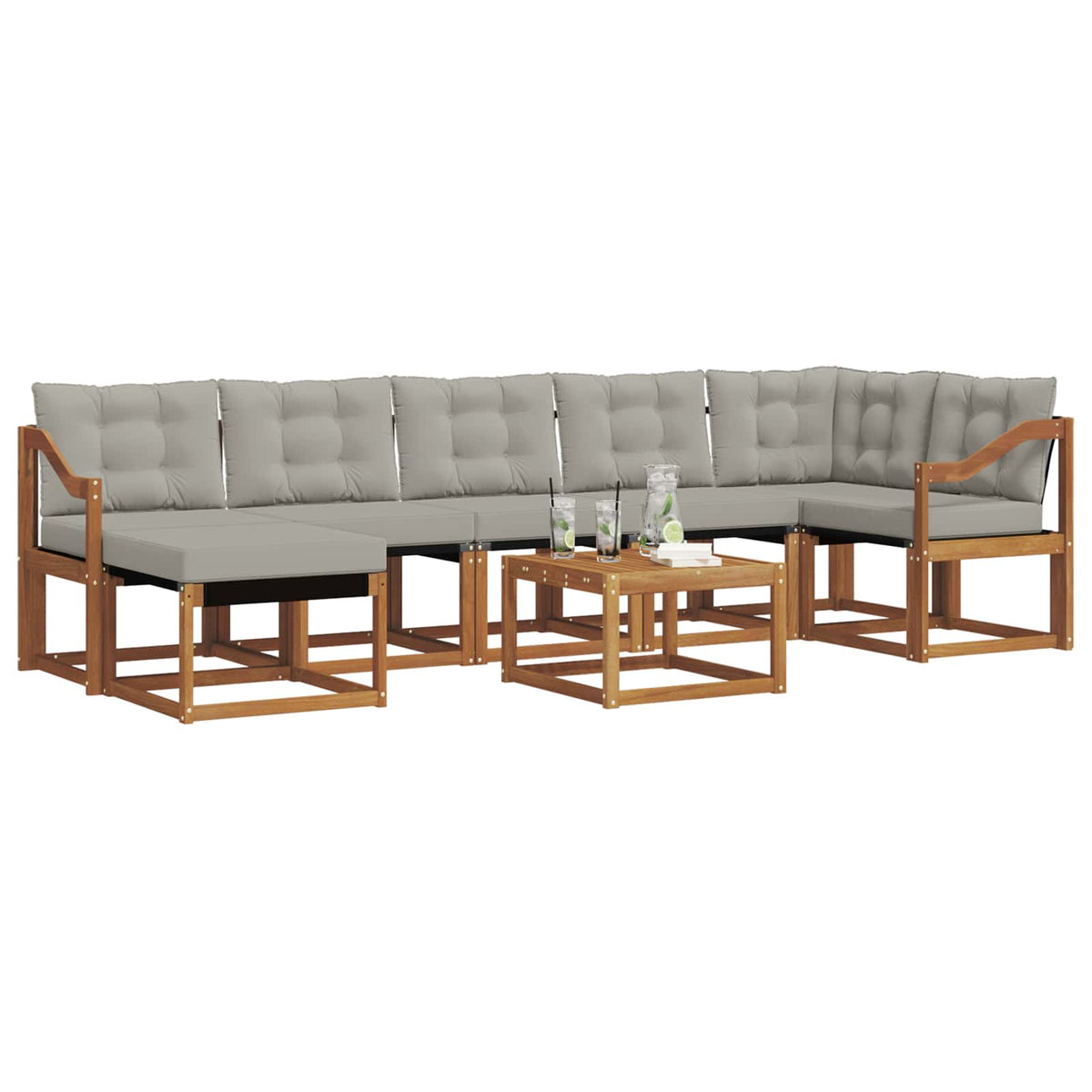 Outdoor-Sofagarnitur 8 stk. Natur und Hellgrau