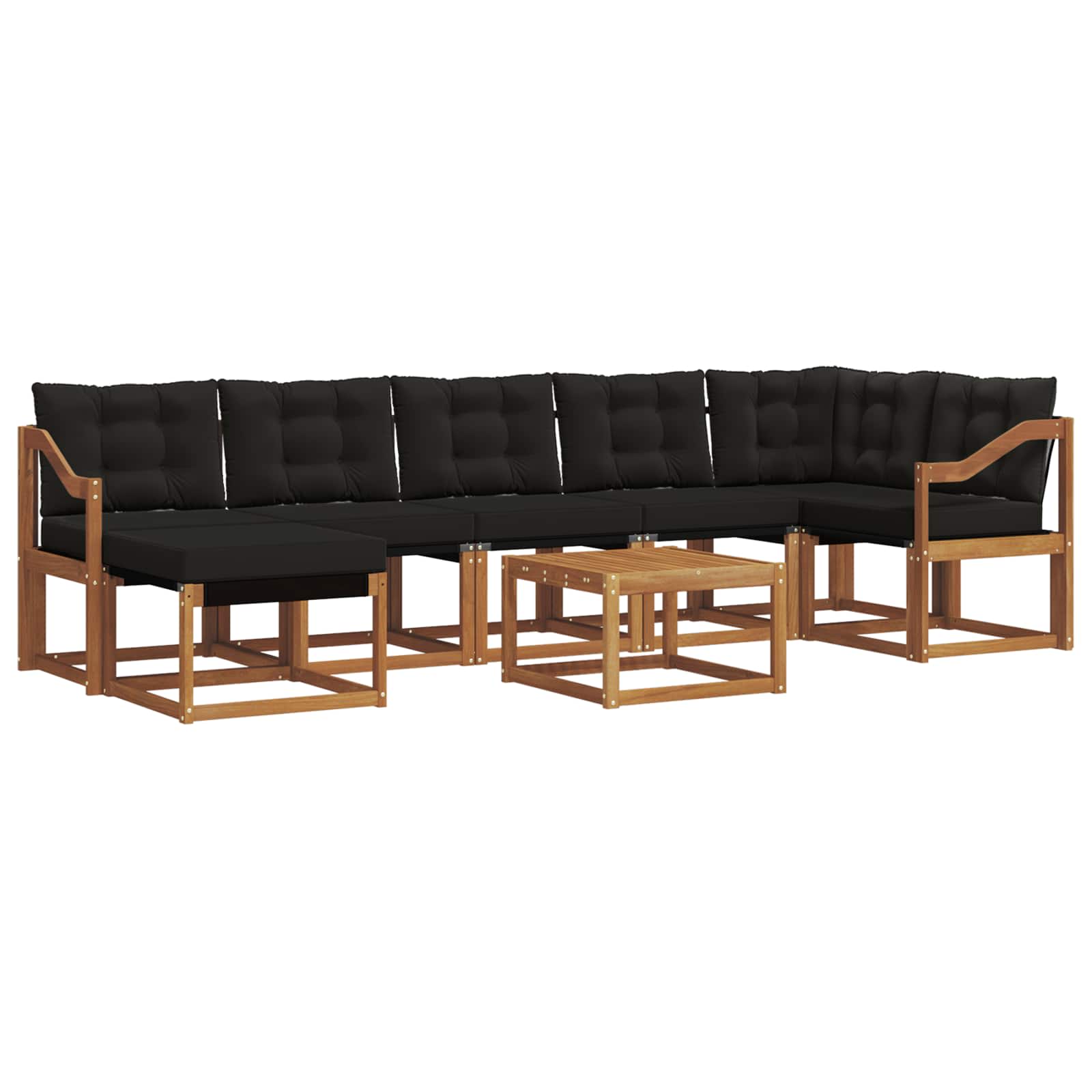 Outdoor-Sofagarnitur mit Kissen 8 pcs Natürlich und Schwarz