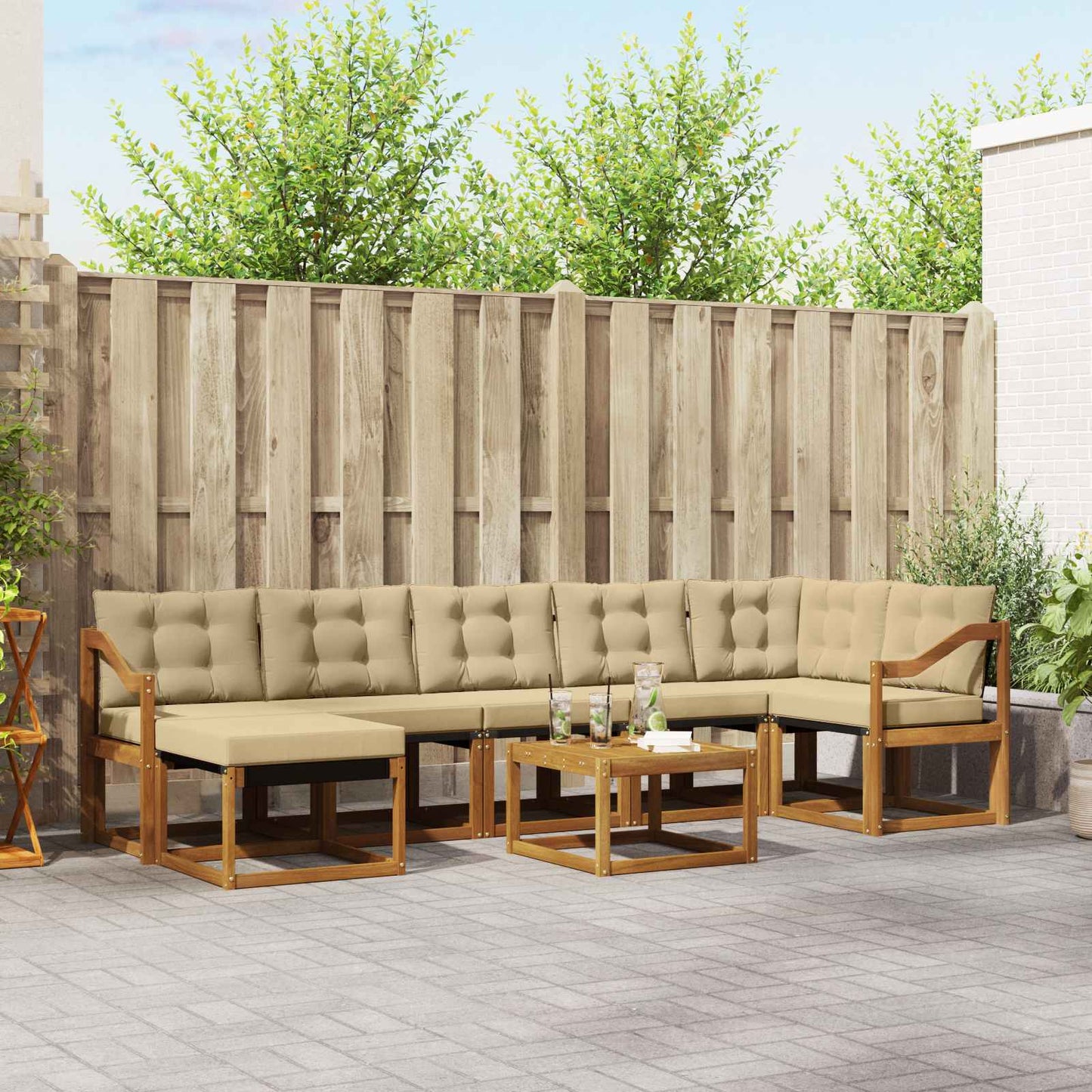 Outdoor-Sofagarnitur 8 stk. Natur und Beige