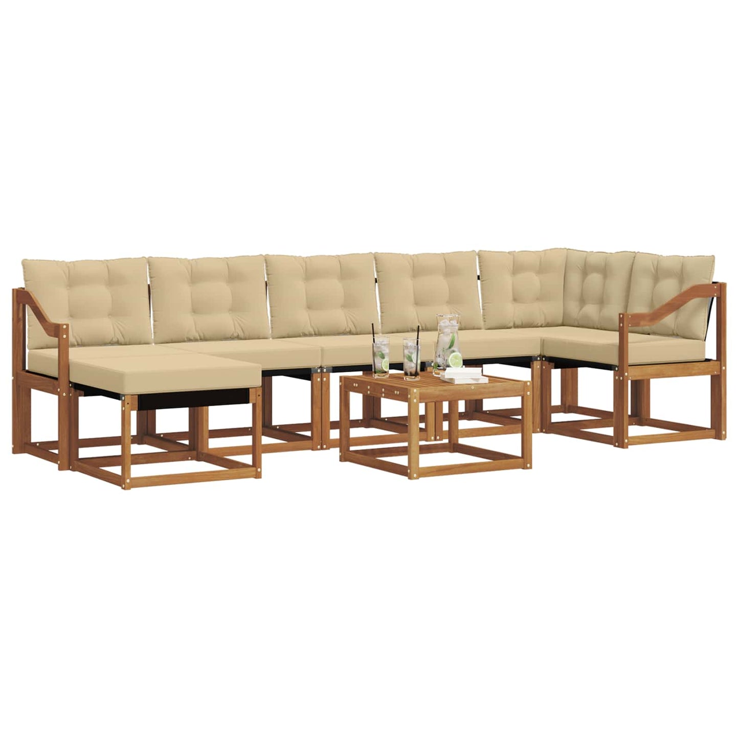 Outdoor-Sofagarnitur 8 stk. Natur und Beige