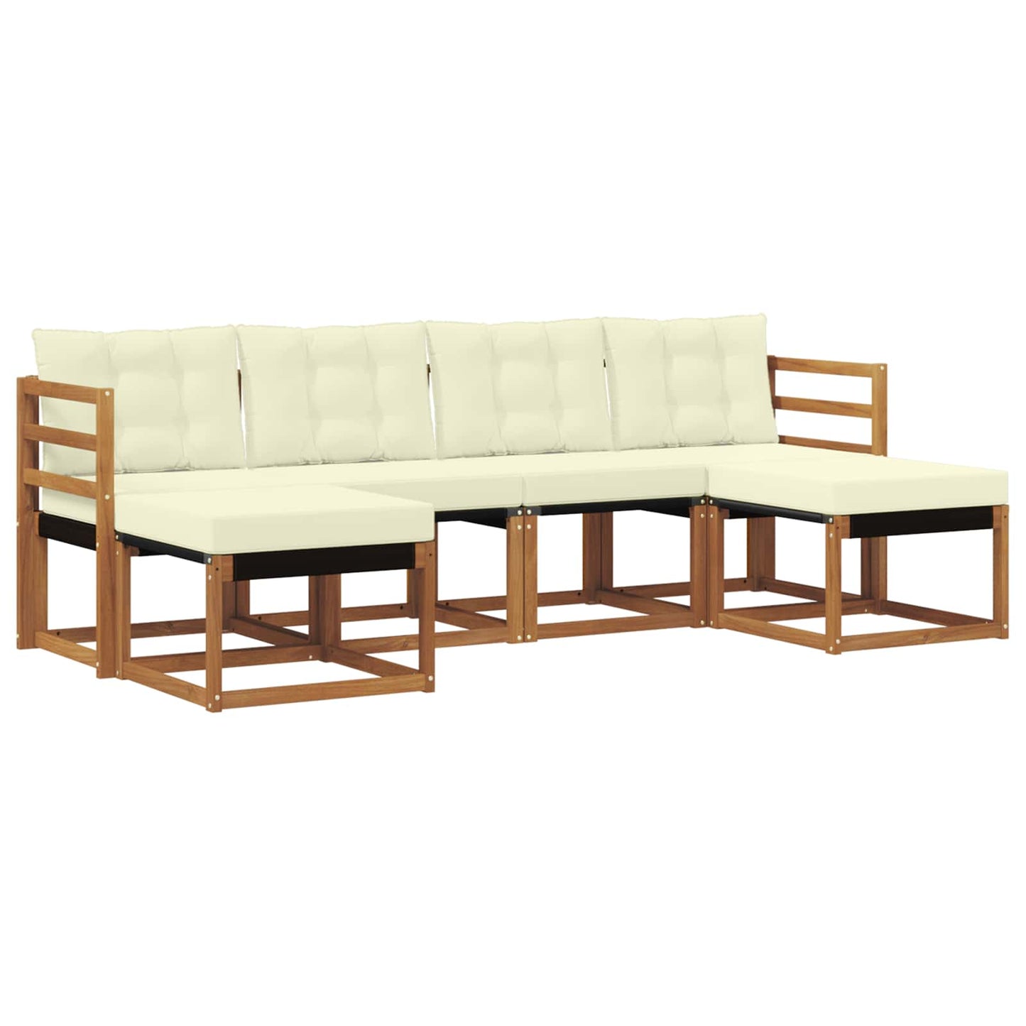 Outdoor-Sofagarnitur mit Kissen 6 pcs Natur und Creme