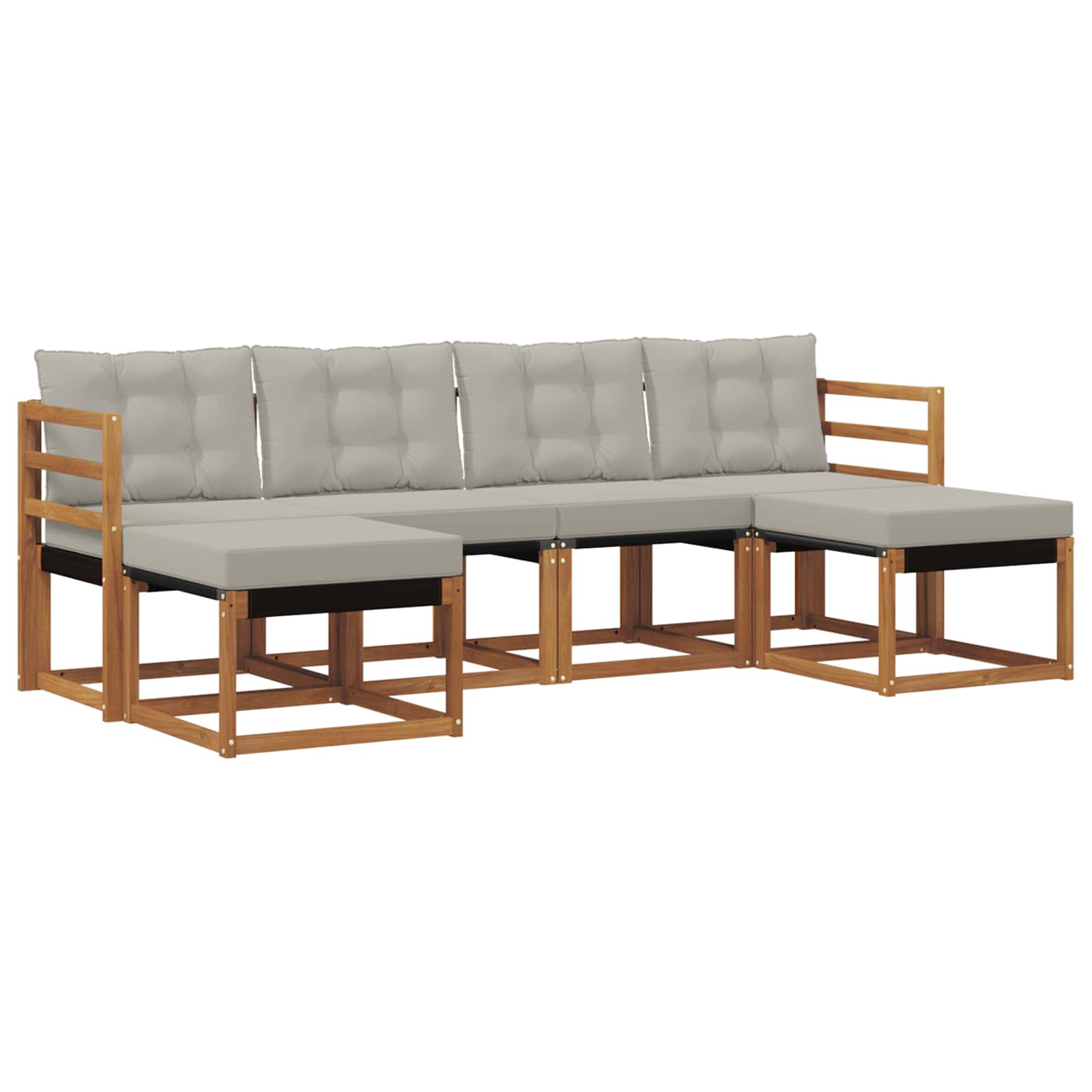 Outdoor-Sofagarnitur mit Kissen 6 pcs Natürlich und Hellgrau