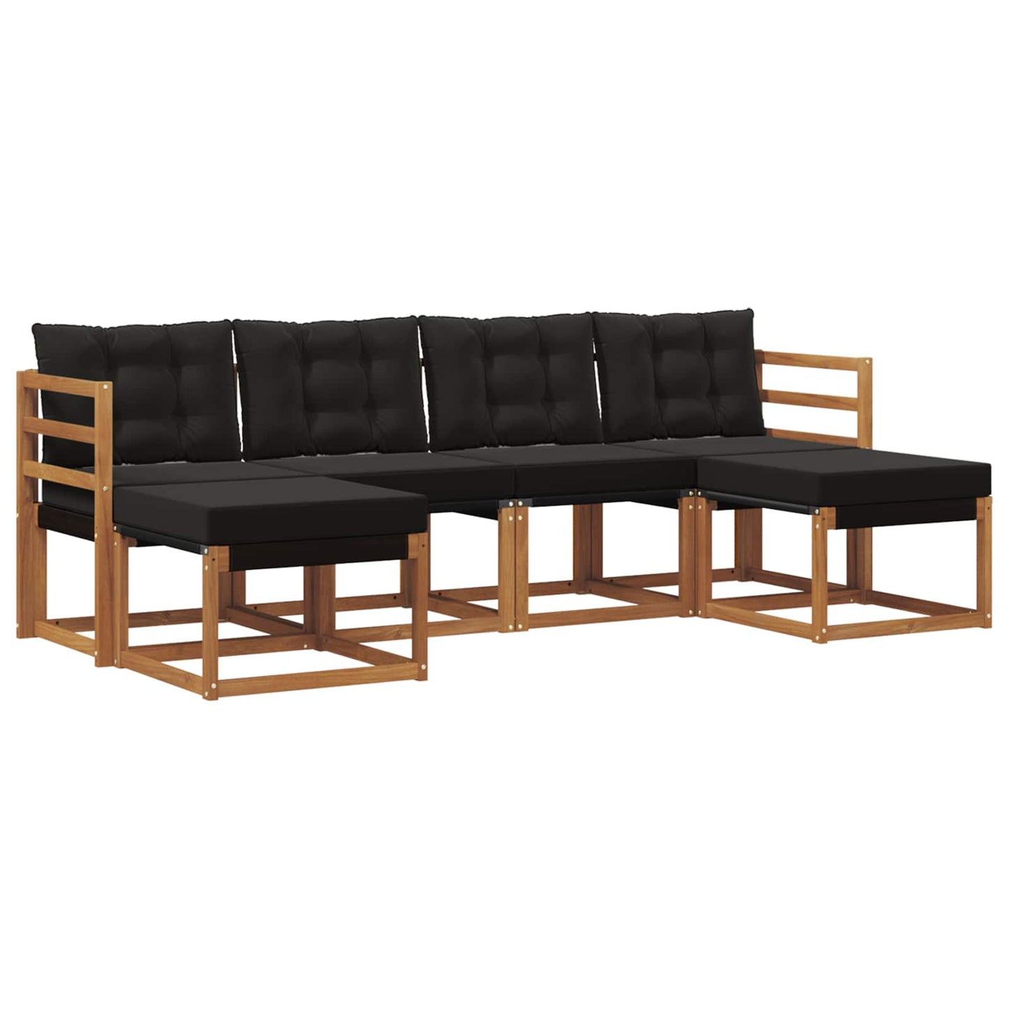 Outdoor-Sofagarnitur mit Kissen 6 pcs Natürlich und Schwarz