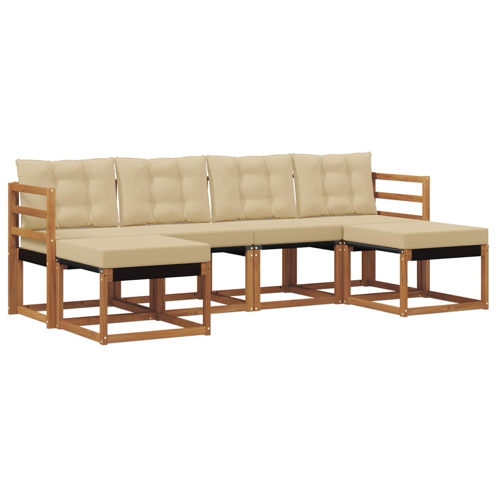 Outdoor-Sofagarnitur 6 stk. Natur und Beige