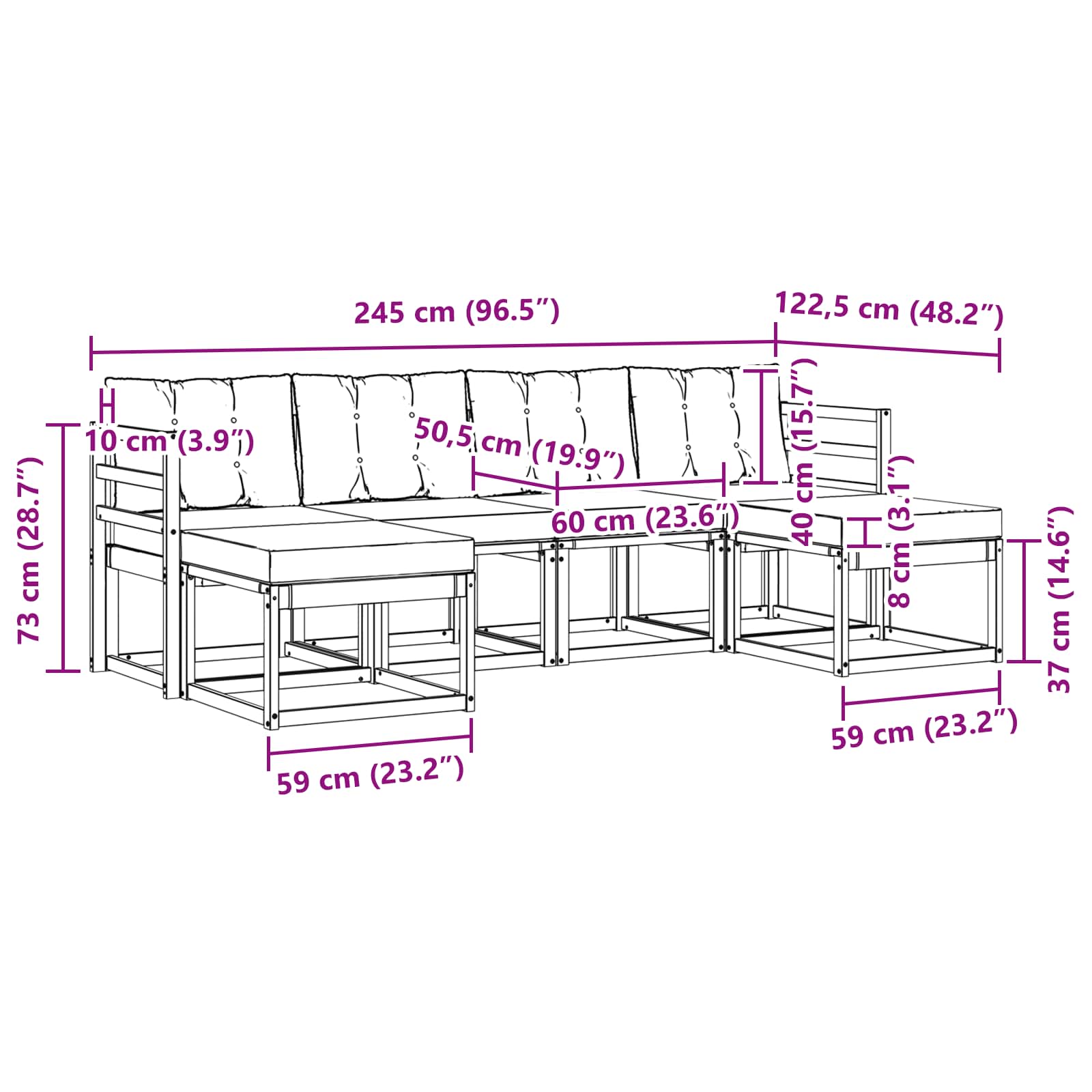 Outdoor-Sofagarnitur 6 stk. Natur und Beige