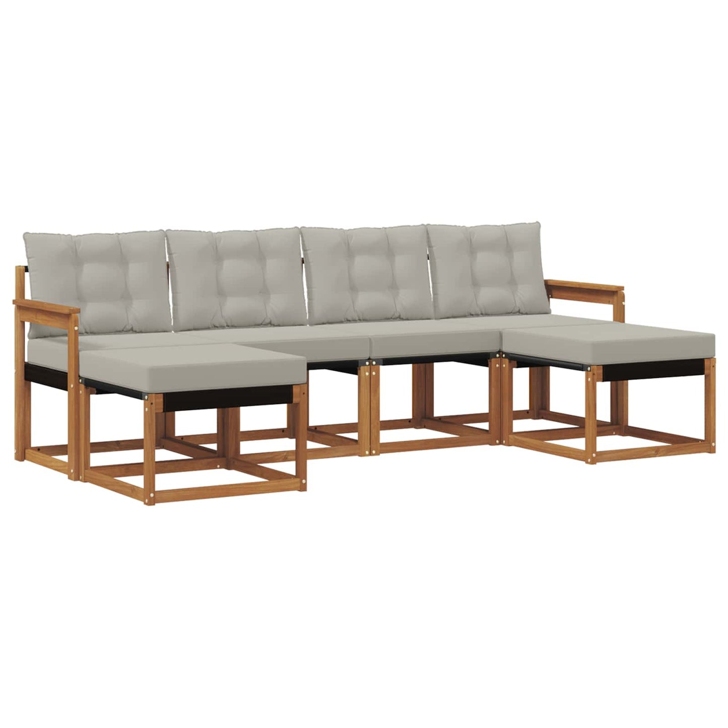 Outdoor-Sofagarnitur mit Kissen 6 pcs Natürlich und Hellgrau