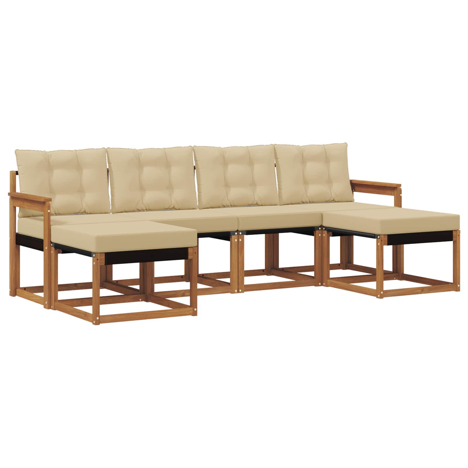 Outdoor-Sofagarnitur 6 stk. Natur und Beige