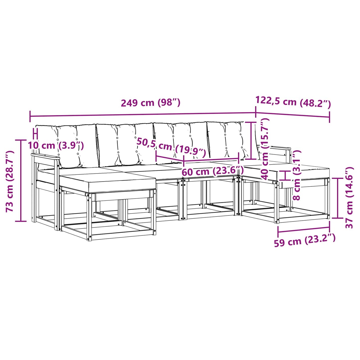 Outdoor-Sofagarnitur 6 stk. Natur und Beige