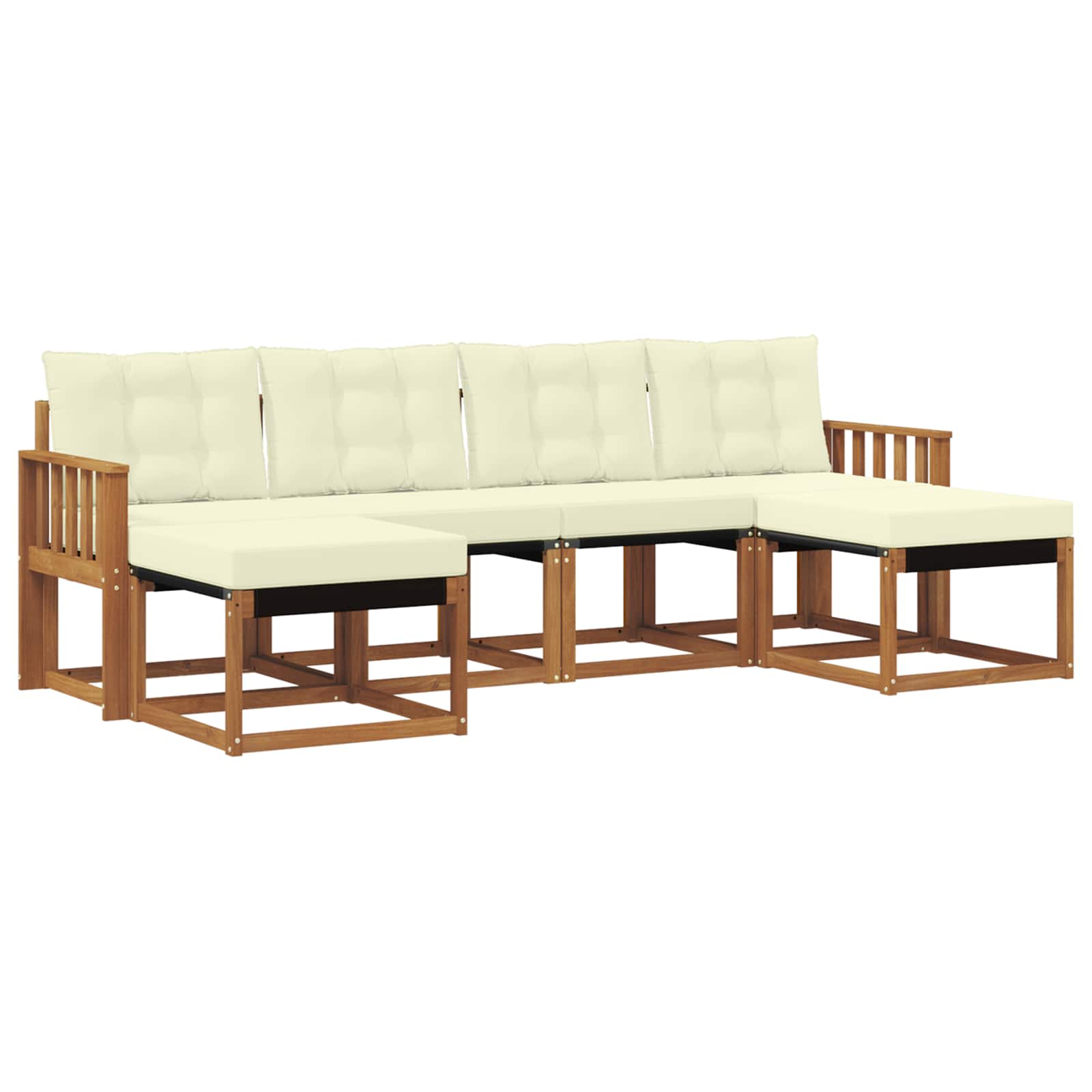Outdoor-Sofagarnitur mit Kissen 6 pcs Natur und Creme
