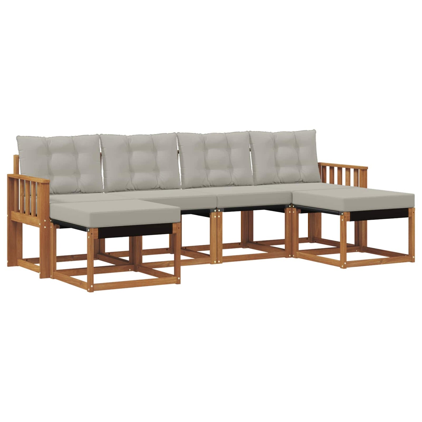 Outdoor-Sofagarnitur mit Kissen 6 pcs Natürlich und Hellgrau