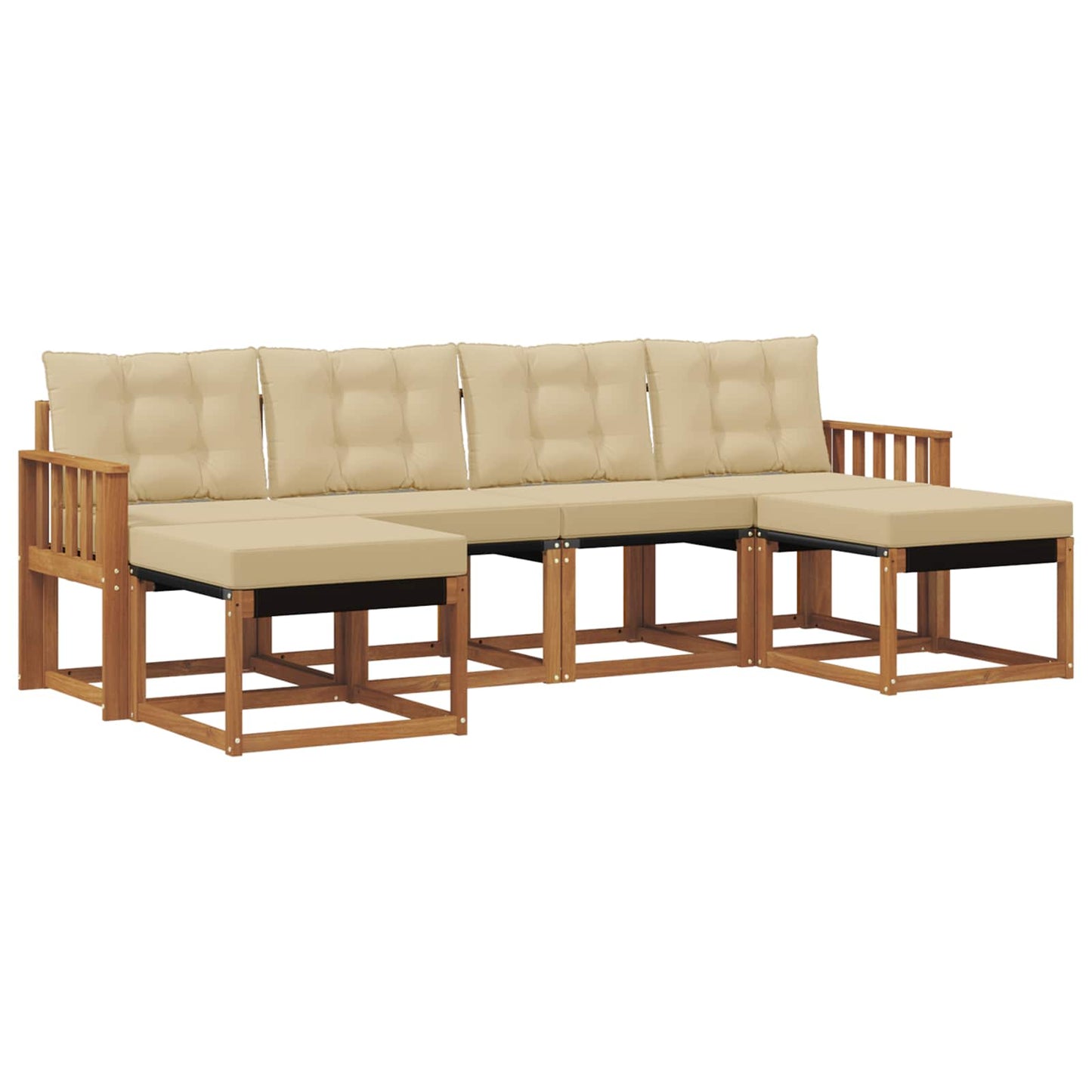 Outdoor-Sofagarnitur 6 stk. Natur und Beige