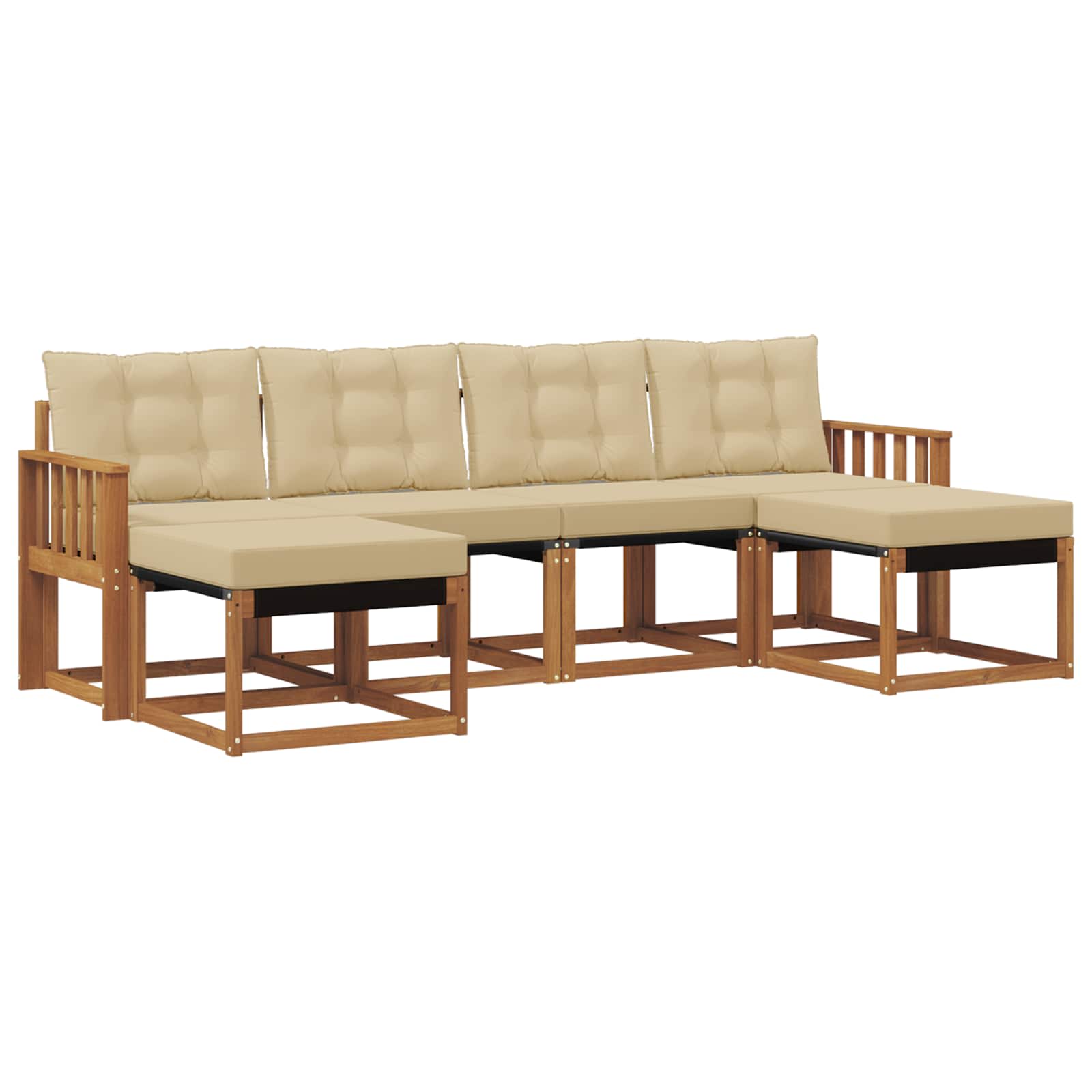 Outdoor-Sofagarnitur 6 stk. Natur und Beige