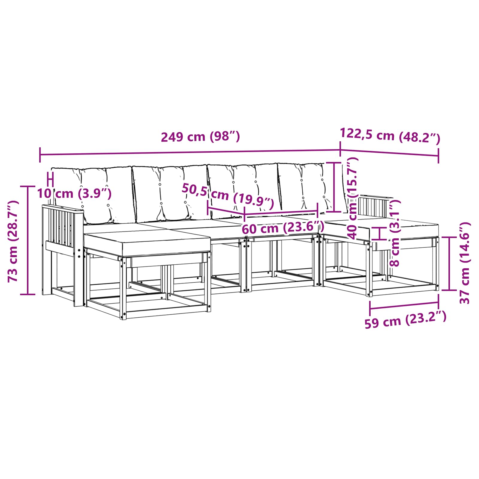 Outdoor-Sofagarnitur 6 stk. Natur und Beige