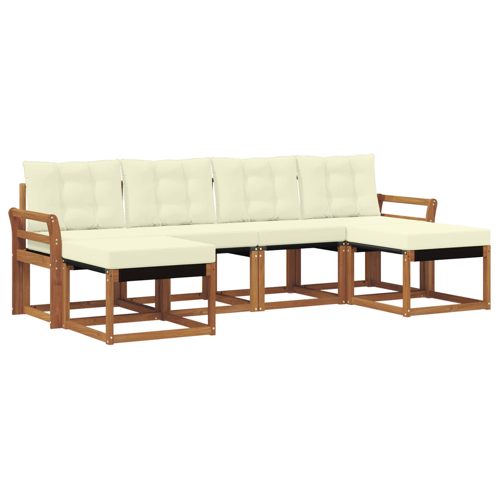 Outdoor-Sofagarnitur mit Kissen 6 pcs Natur und Creme