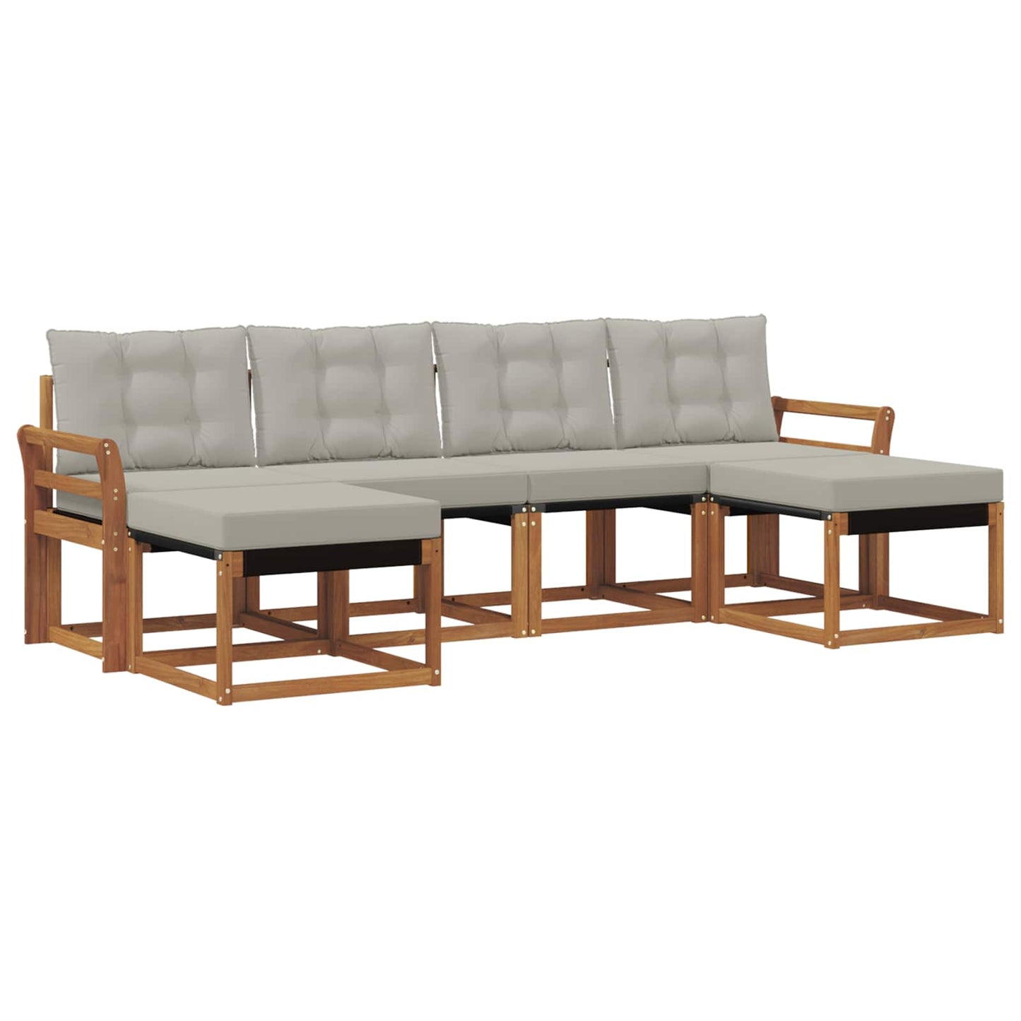 Outdoor-Sofagarnitur mit Kissen 6 pcs Natürlich und Hellgrau
