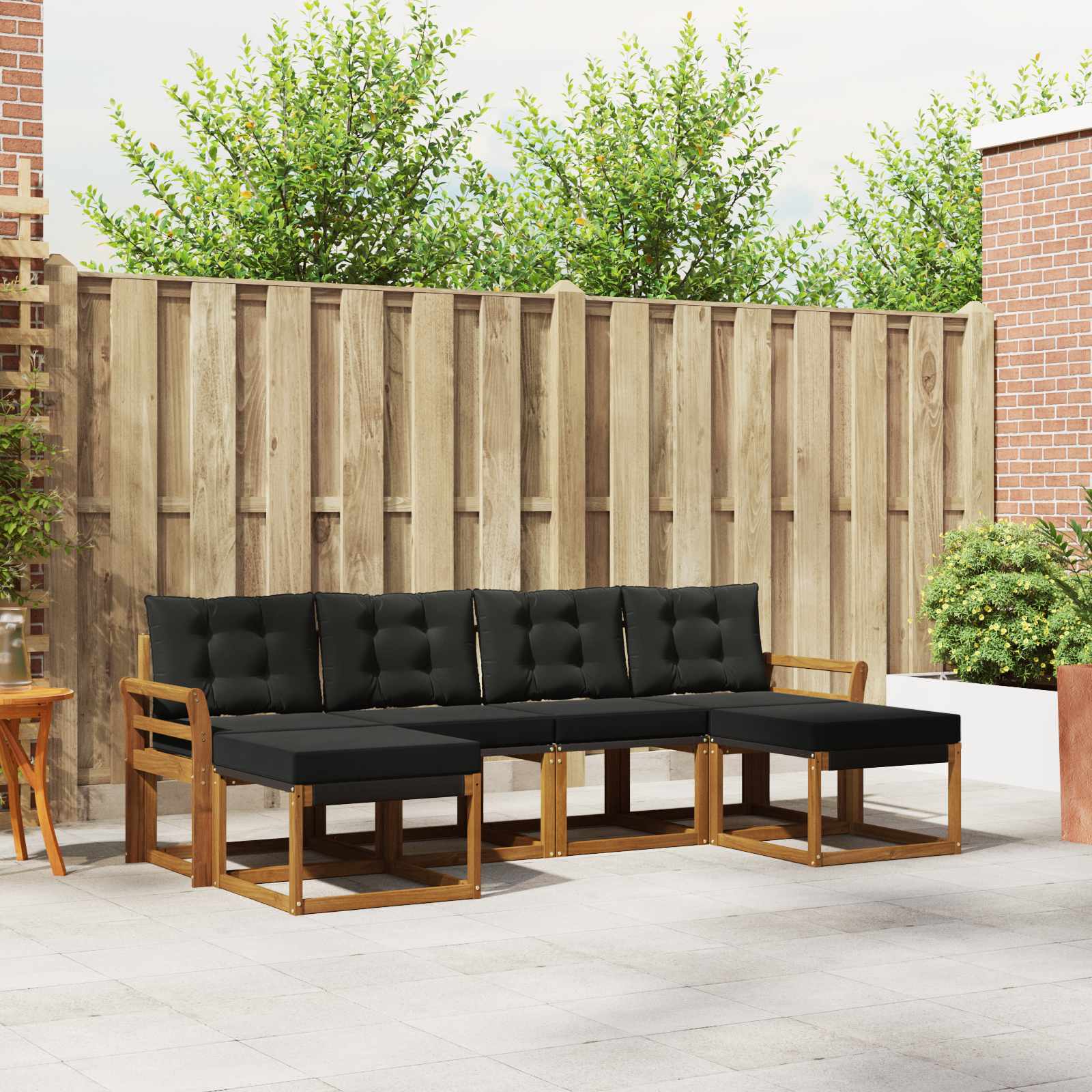 Outdoor-Sofagarnitur mit Kissen 6 pcs Natürlich und Schwarz