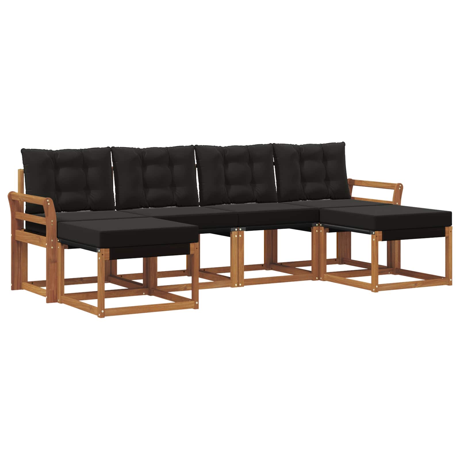 Outdoor-Sofagarnitur mit Kissen 6 pcs Natürlich und Schwarz