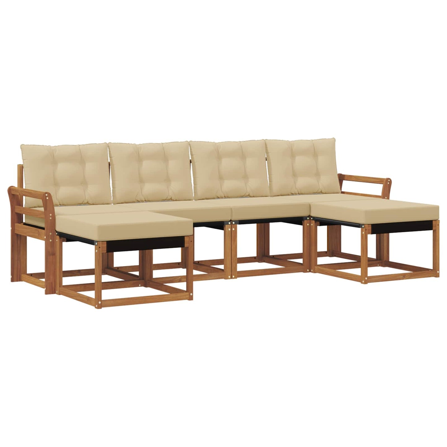 Outdoor-Sofagarnitur 6 stk. Natur und Beige