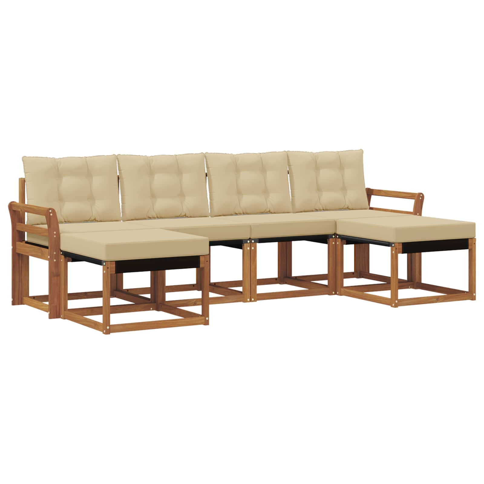 Outdoor-Sofagarnitur 6 stk. Natur und Beige