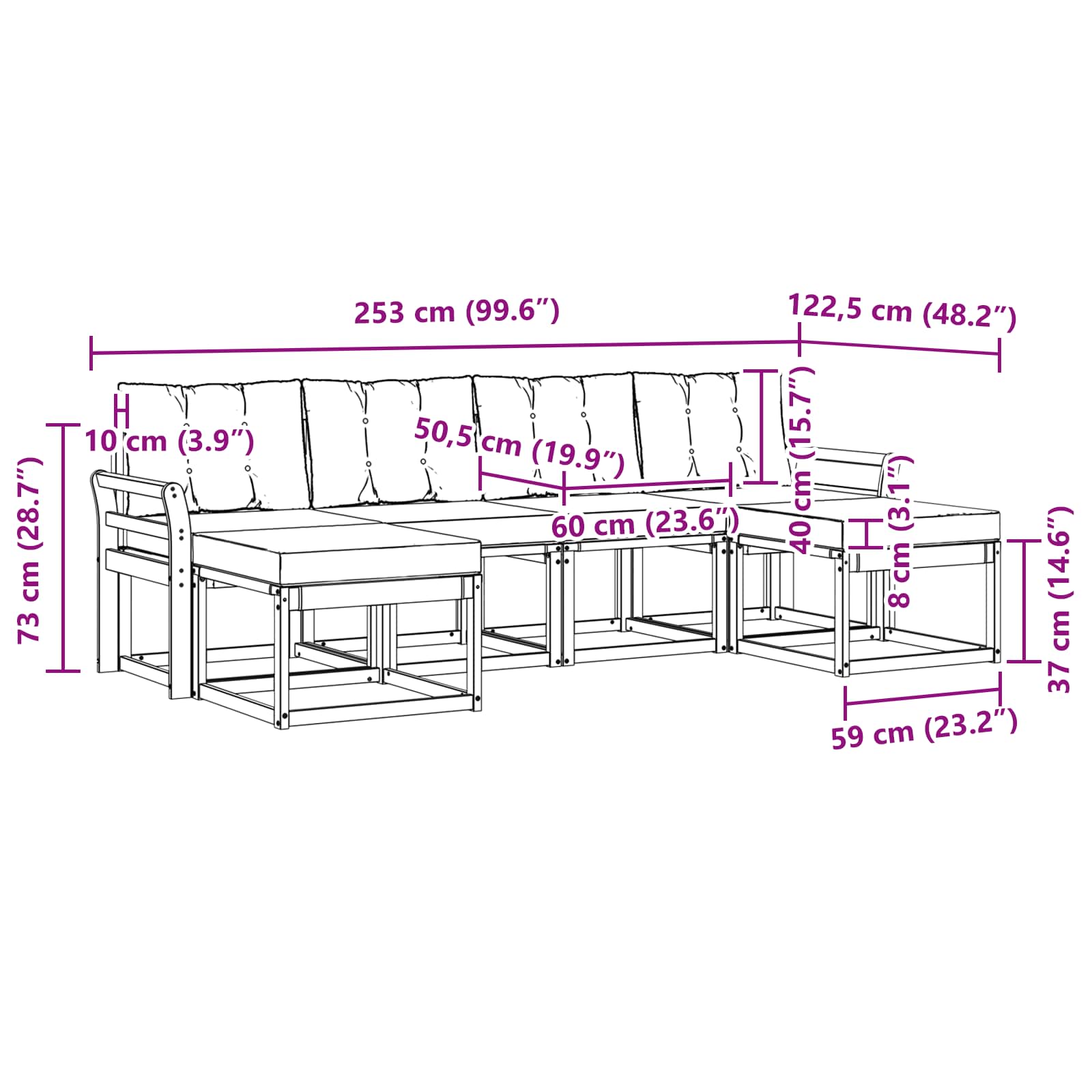 Outdoor-Sofagarnitur 6 stk. Natur und Beige