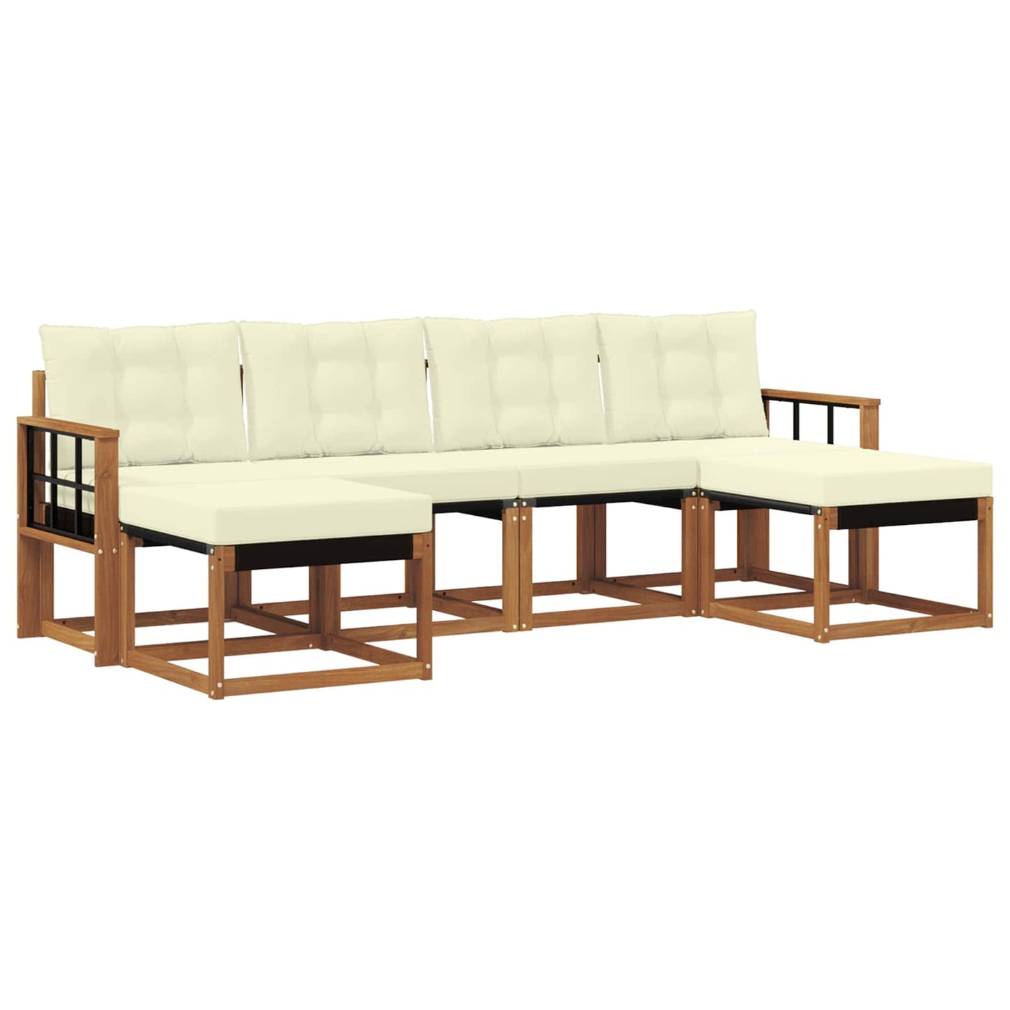 Outdoor-Sofagarnitur mit Kissen 6 pcs Natur und Creme