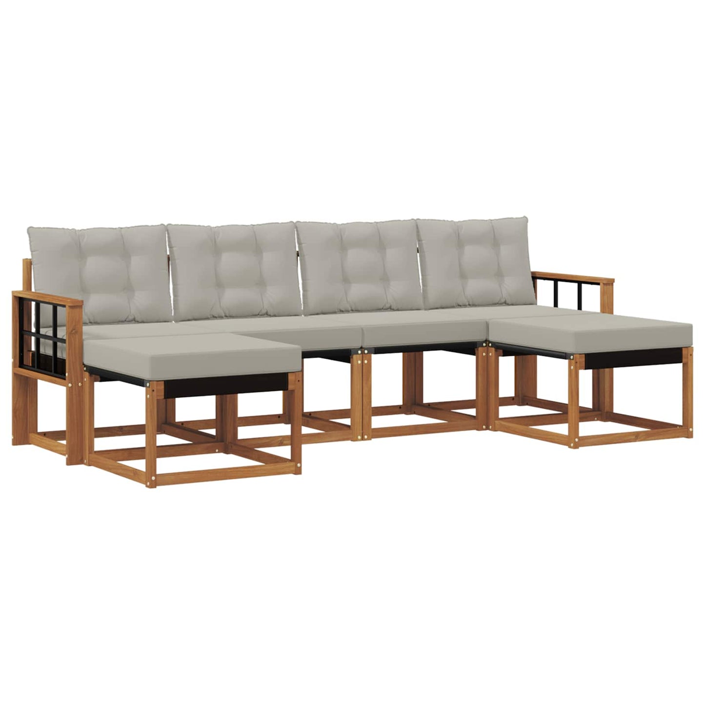 Outdoor-Sofagarnitur mit Kissen 6 pcs Natürlich und Hellgrau