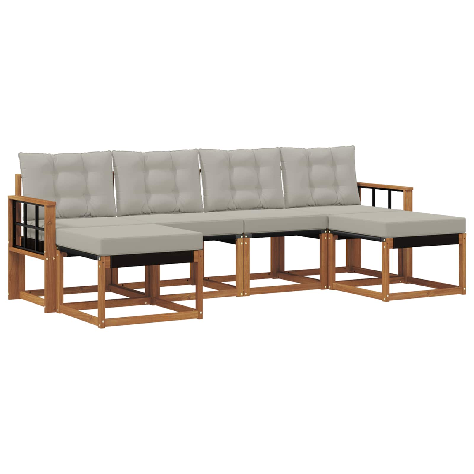 Outdoor-Sofagarnitur mit Kissen 6 pcs Natürlich und Hellgrau