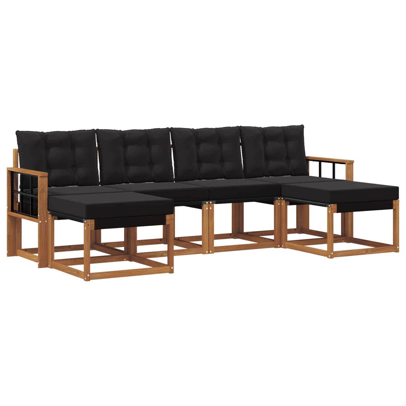 Outdoor-Sofagarnitur mit Kissen 6 pcs Natürlich und Schwarz
