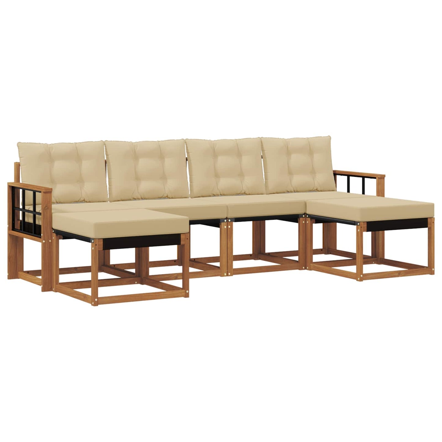 Outdoor-Sofagarnitur 6 stk. Natur und Beige