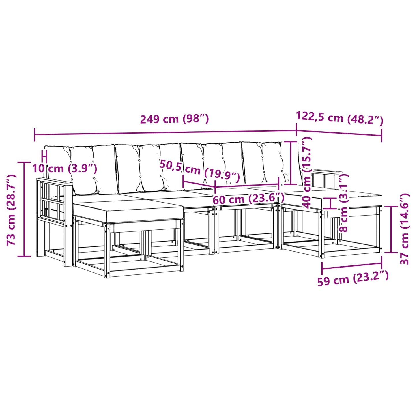Outdoor-Sofagarnitur 6 stk. Natur und Beige