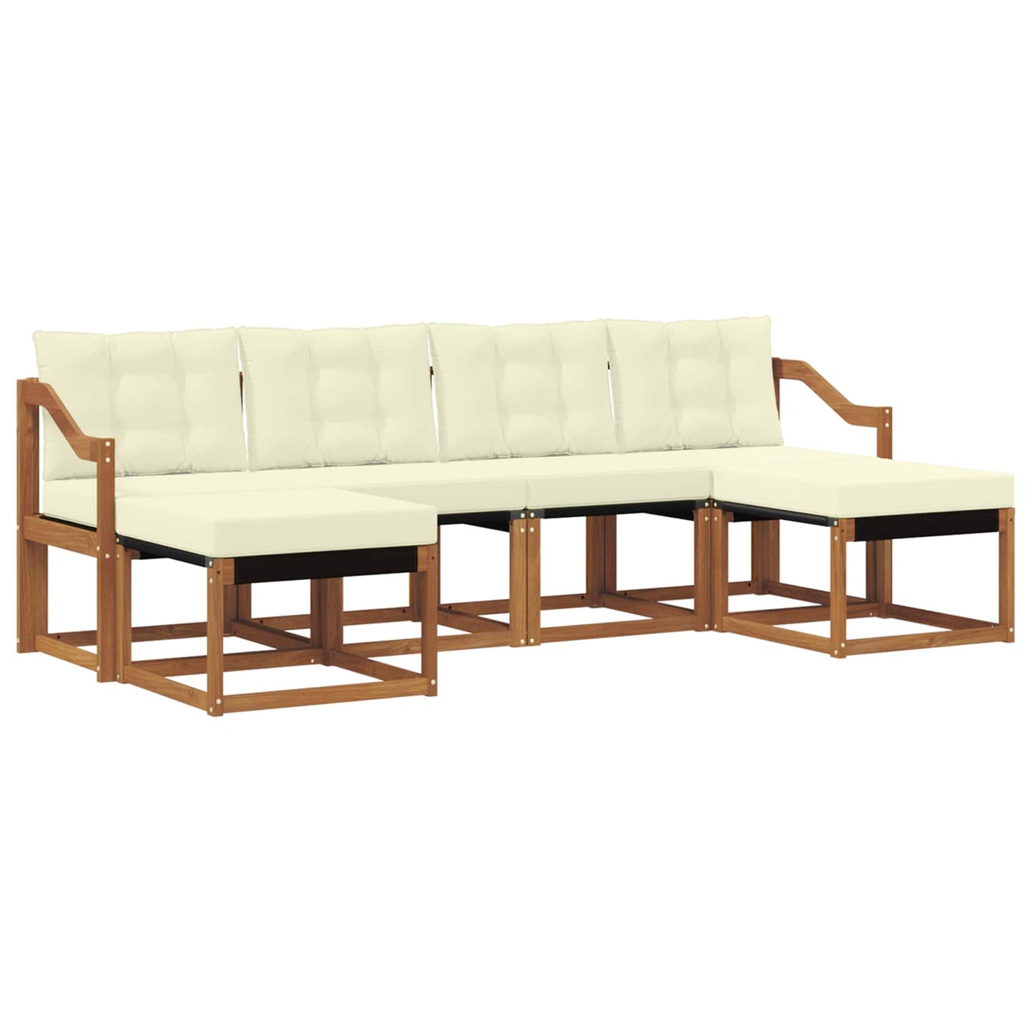 Outdoor-Sofagarnitur mit Kissen 6 pcs Natur und Creme