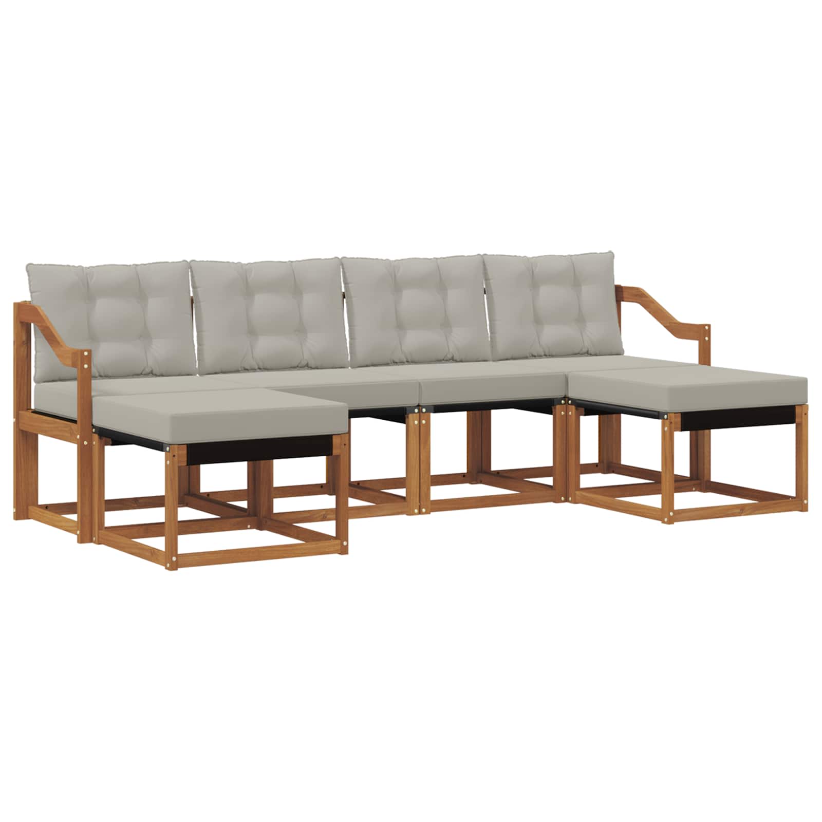 Outdoor-Sofagarnitur mit Kissen 6 pcs Natürlich und Hellgrau