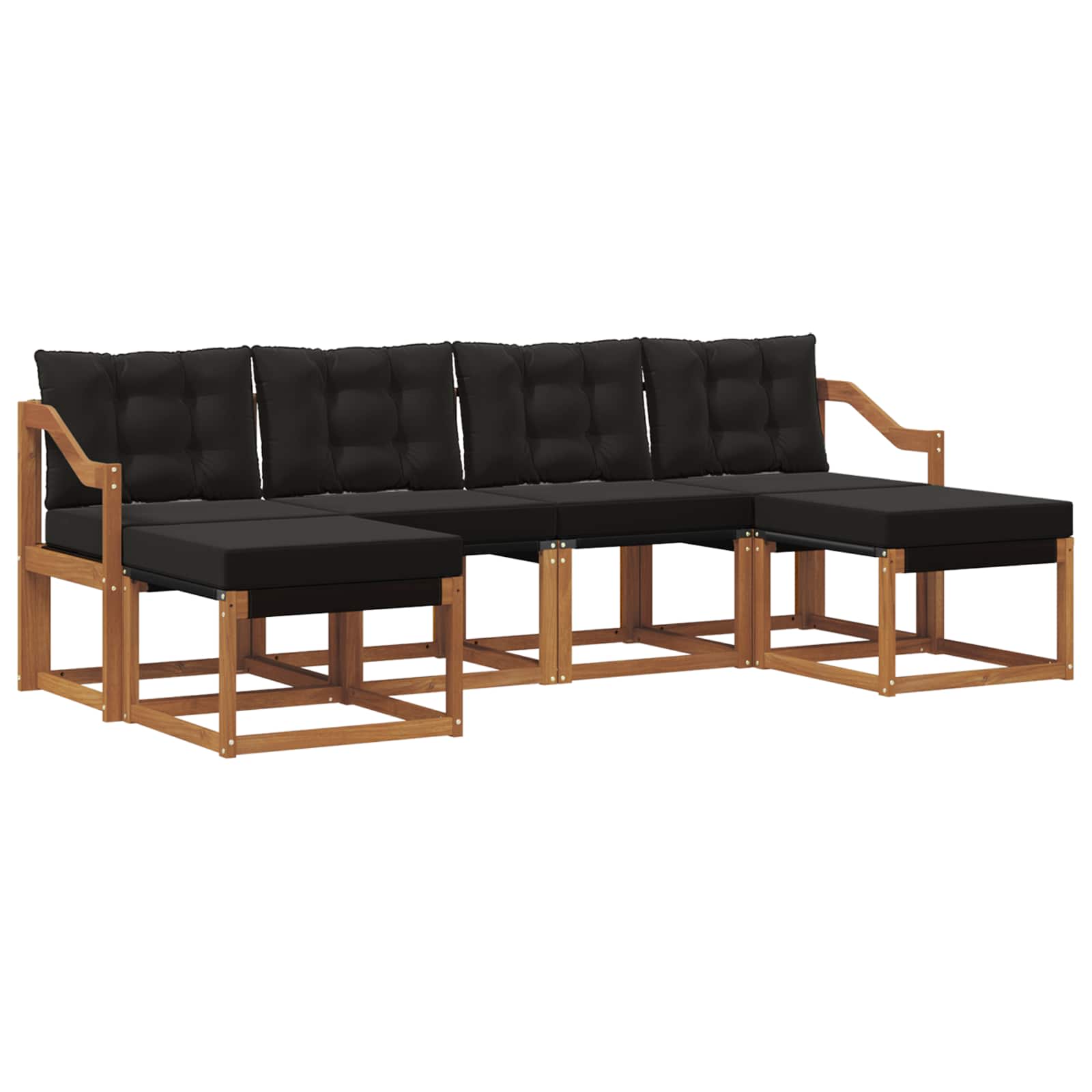 Outdoor-Sofagarnitur mit Kissen 6 pcs Natürlich und Schwarz
