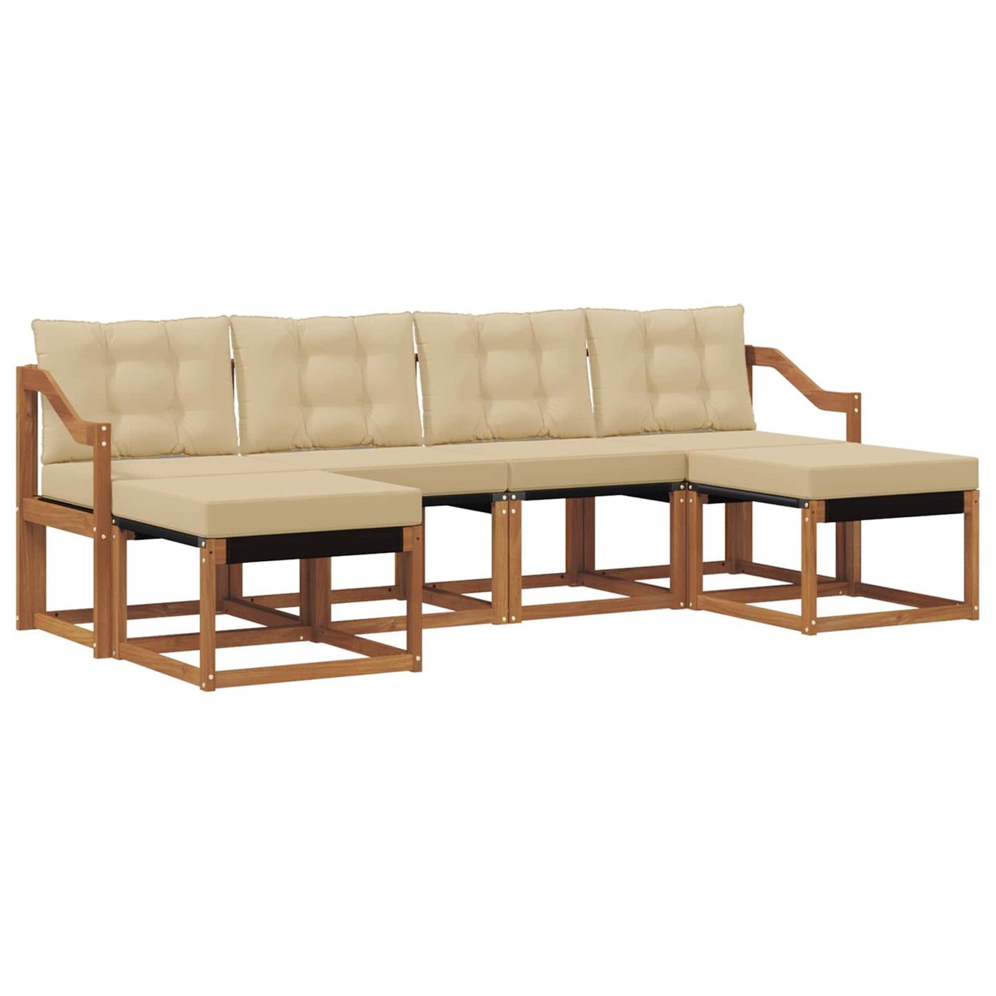 Outdoor-Sofagarnitur 6 stk. Natur und Beige