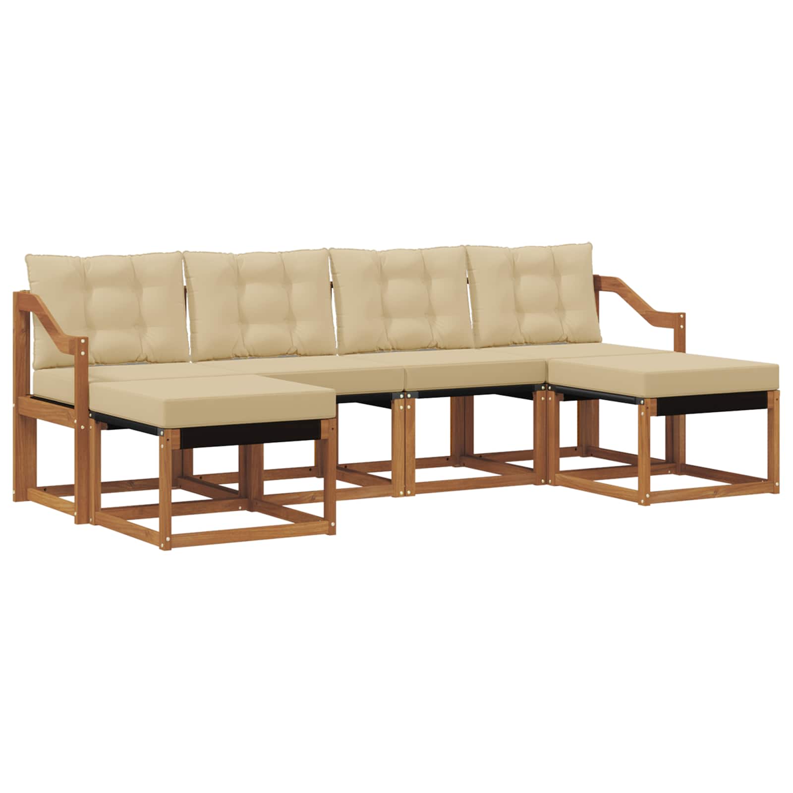 Outdoor-Sofagarnitur 6 stk. Natur und Beige