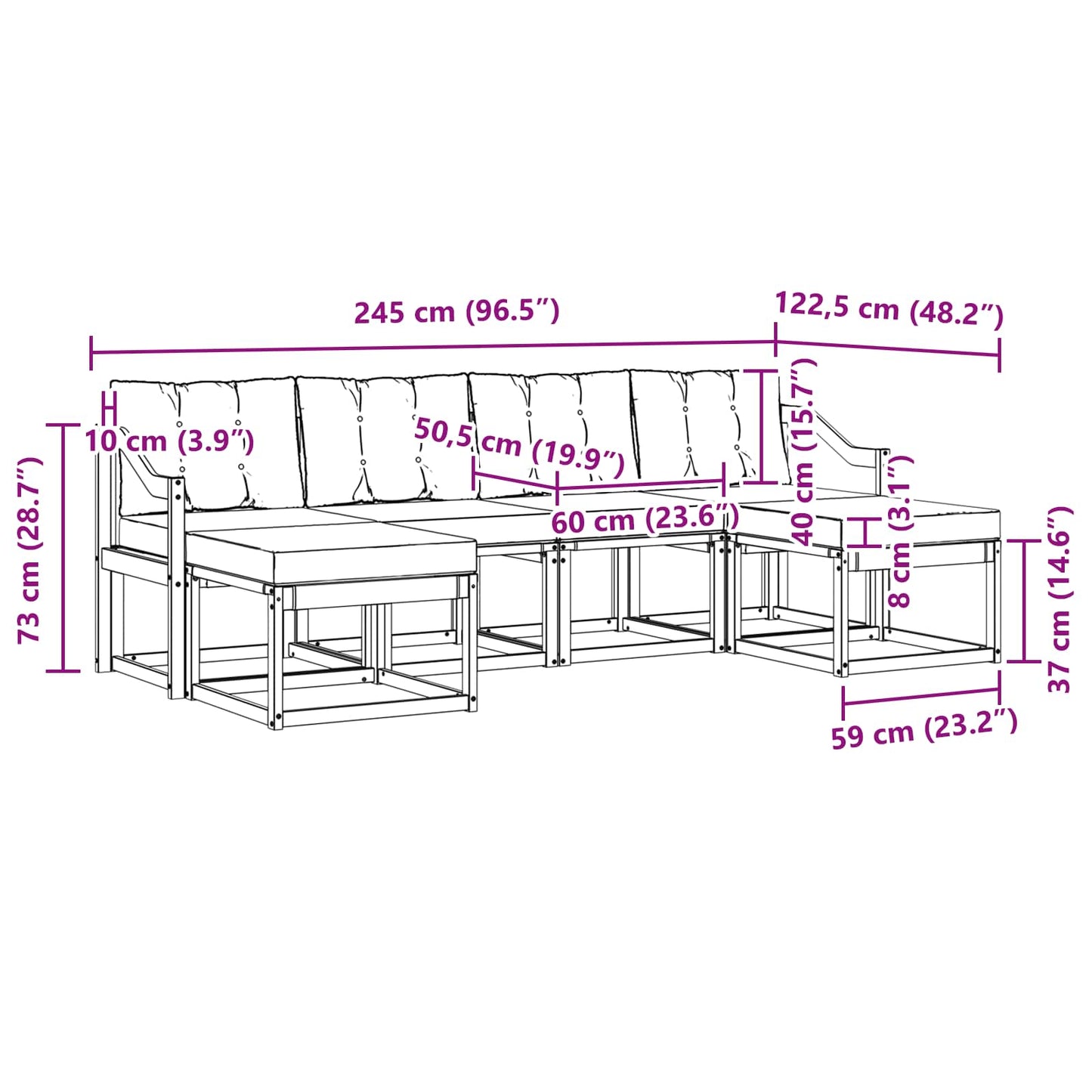 Outdoor-Sofagarnitur 6 stk. Natur und Beige