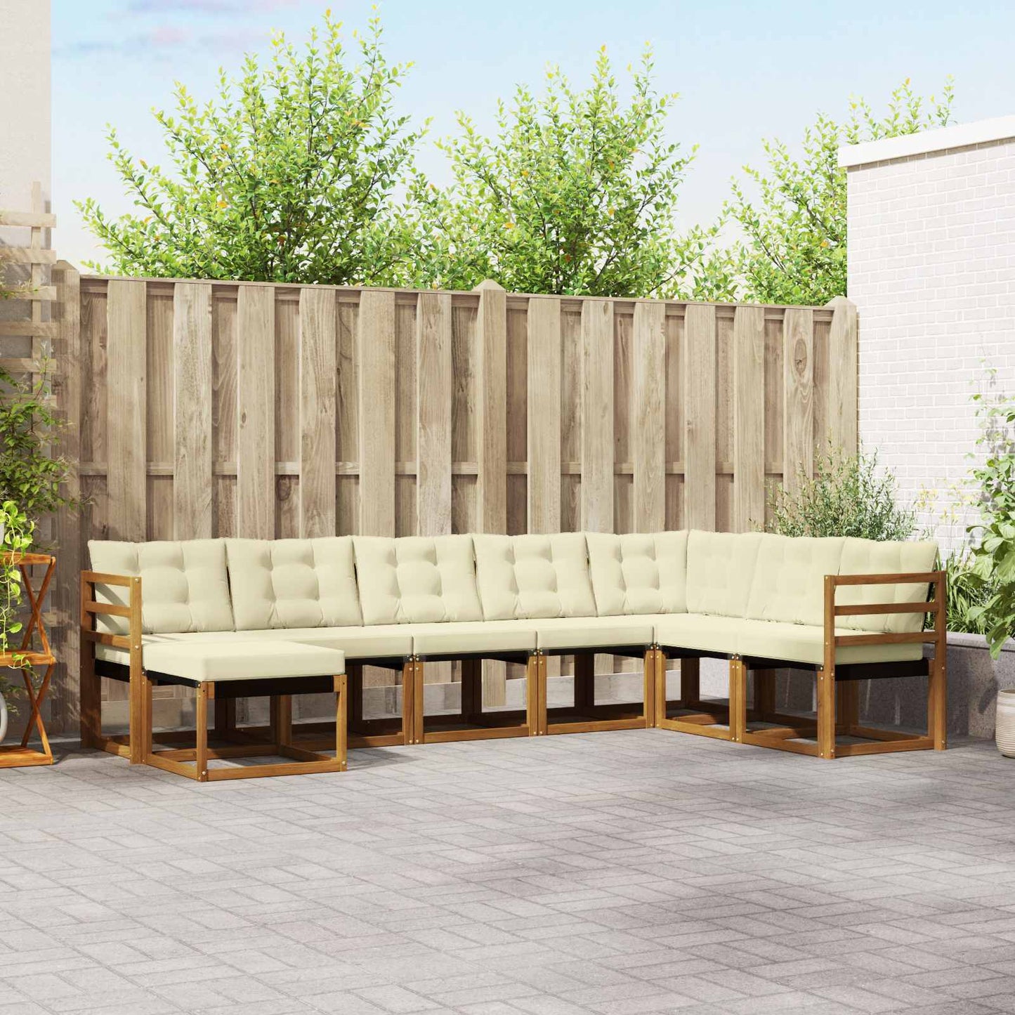 Outdoor-Sofagarnitur 8 stk. Natur und Creme