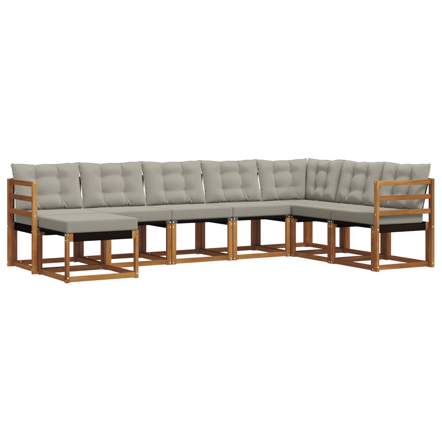 Outdoor-Sofagarnitur mit Kissen 8 pcs Natürlich und Hellgrau
