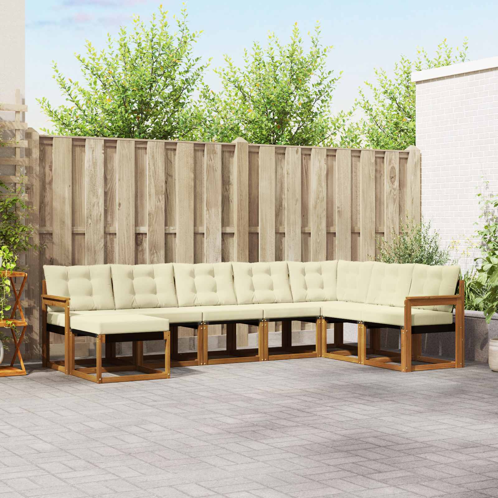 Outdoor-Sofagarnitur 8 stk. Natur und Creme