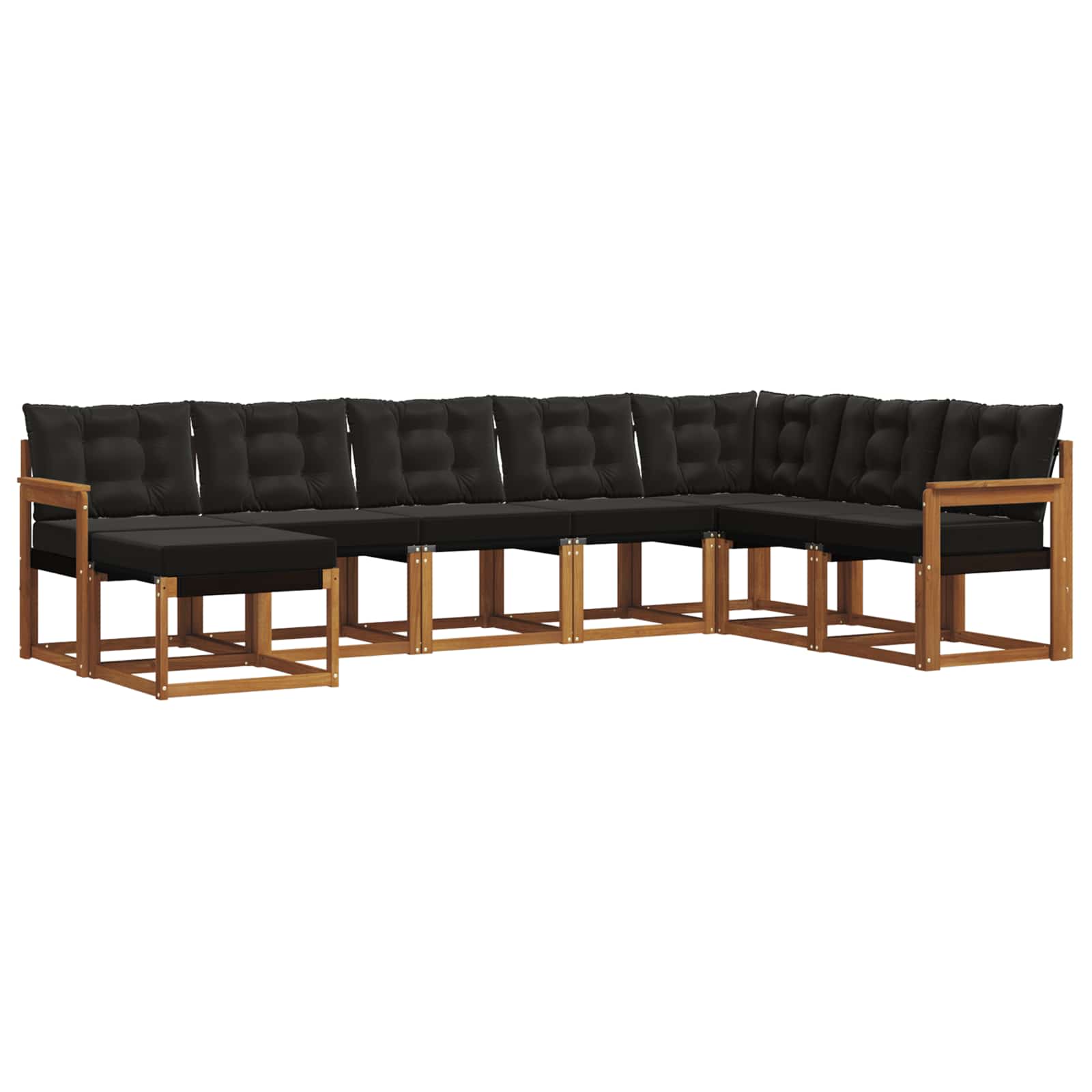 Outdoor-Sofagarnitur mit Kissen 8 pcs Natürlich und Schwarz