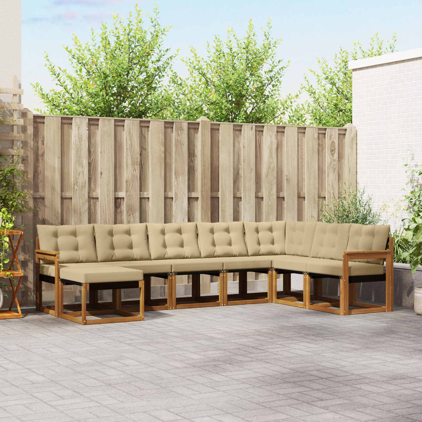 Outdoor-Sofagarnitur 8 stk. Natur und Beige