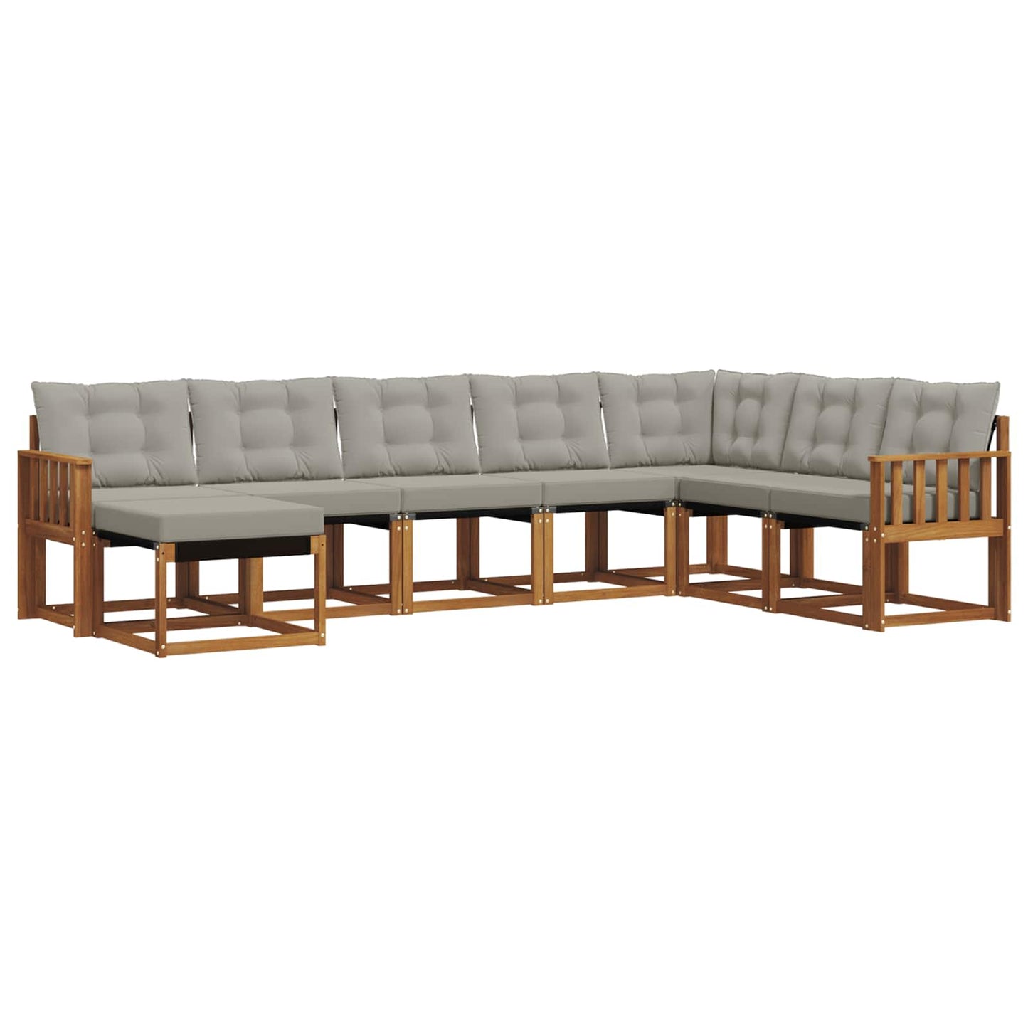 Outdoor-Sofagarnitur mit Kissen 8 pcs Natürlich und Hellgrau
