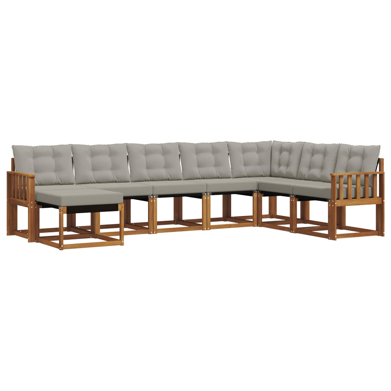 Outdoor-Sofagarnitur mit Kissen 8 pcs Natürlich und Hellgrau