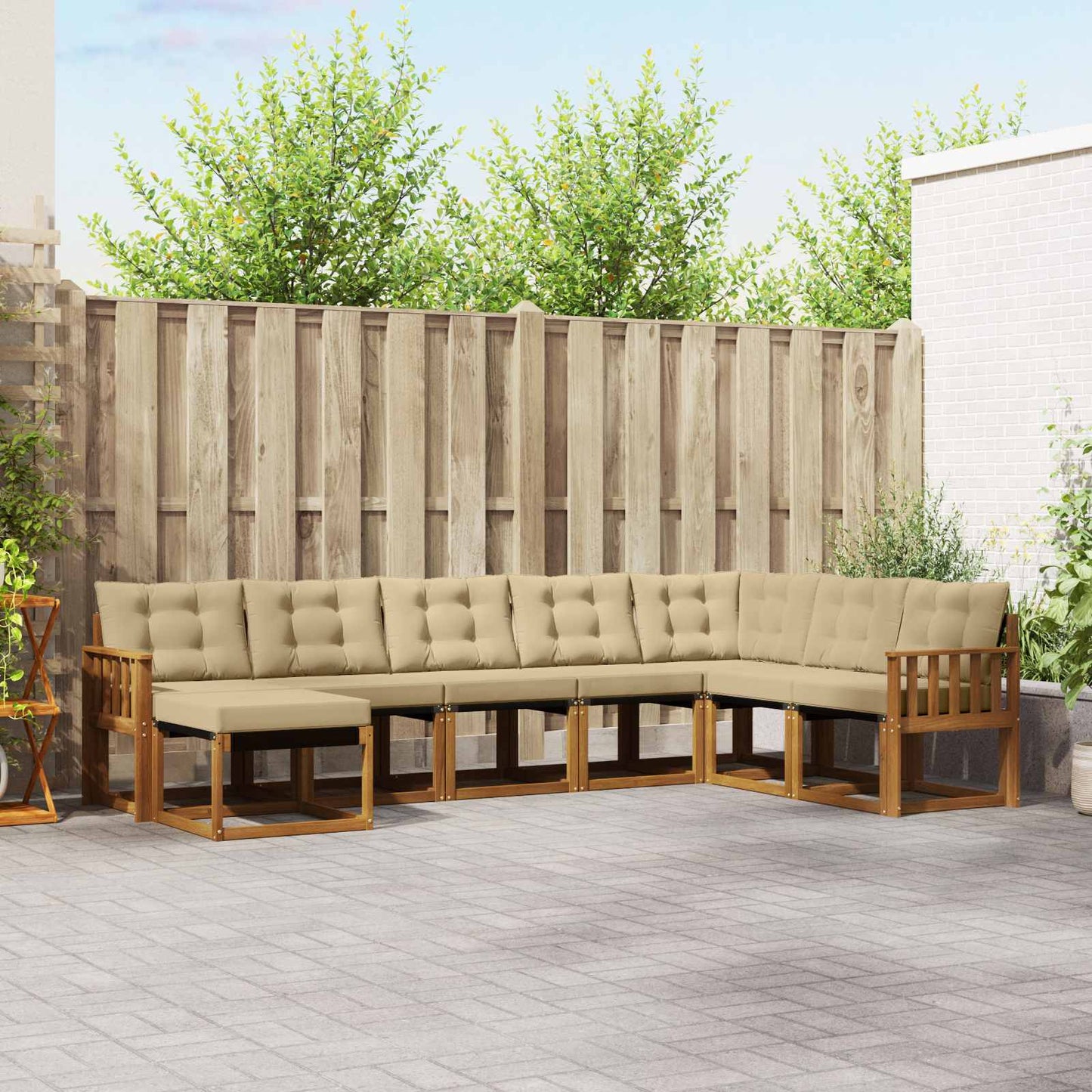 Outdoor-Sofagarnitur 8 stk. Natur und Beige