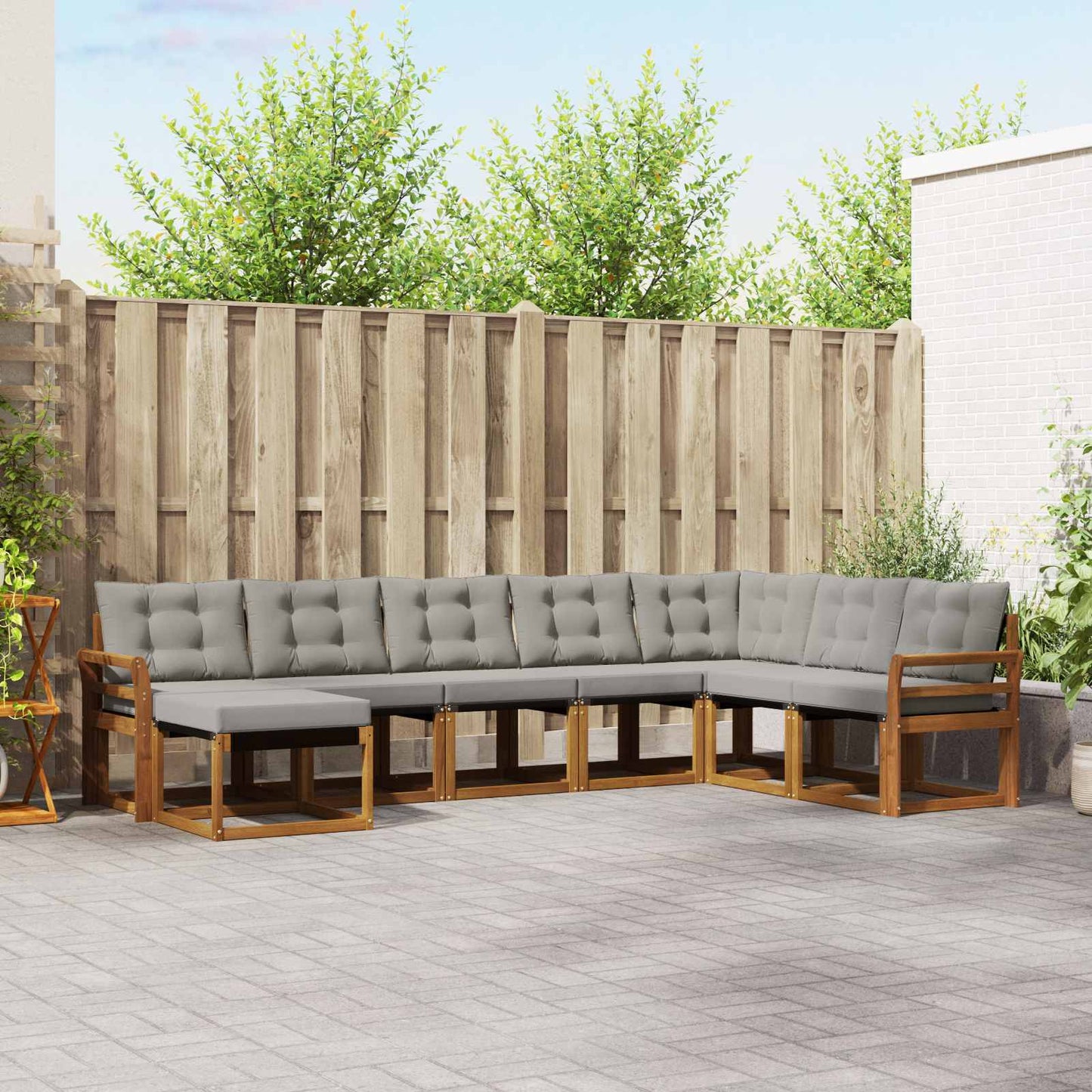 Outdoor-Sofagarnitur mit Kissen 8 pcs Natürlich und Hellgrau