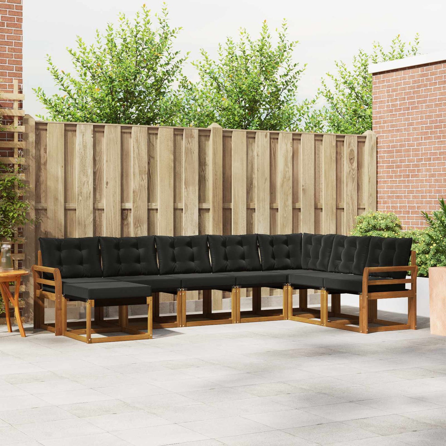 Outdoor-Sofagarnitur 8 stk. Natürlich und Schwarz