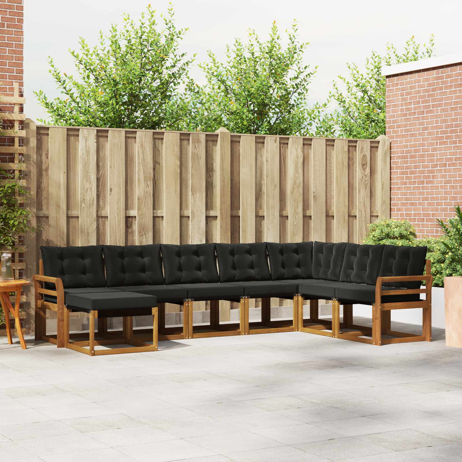 Outdoor-Sofagarnitur 8 stk. Natürlich und Schwarz